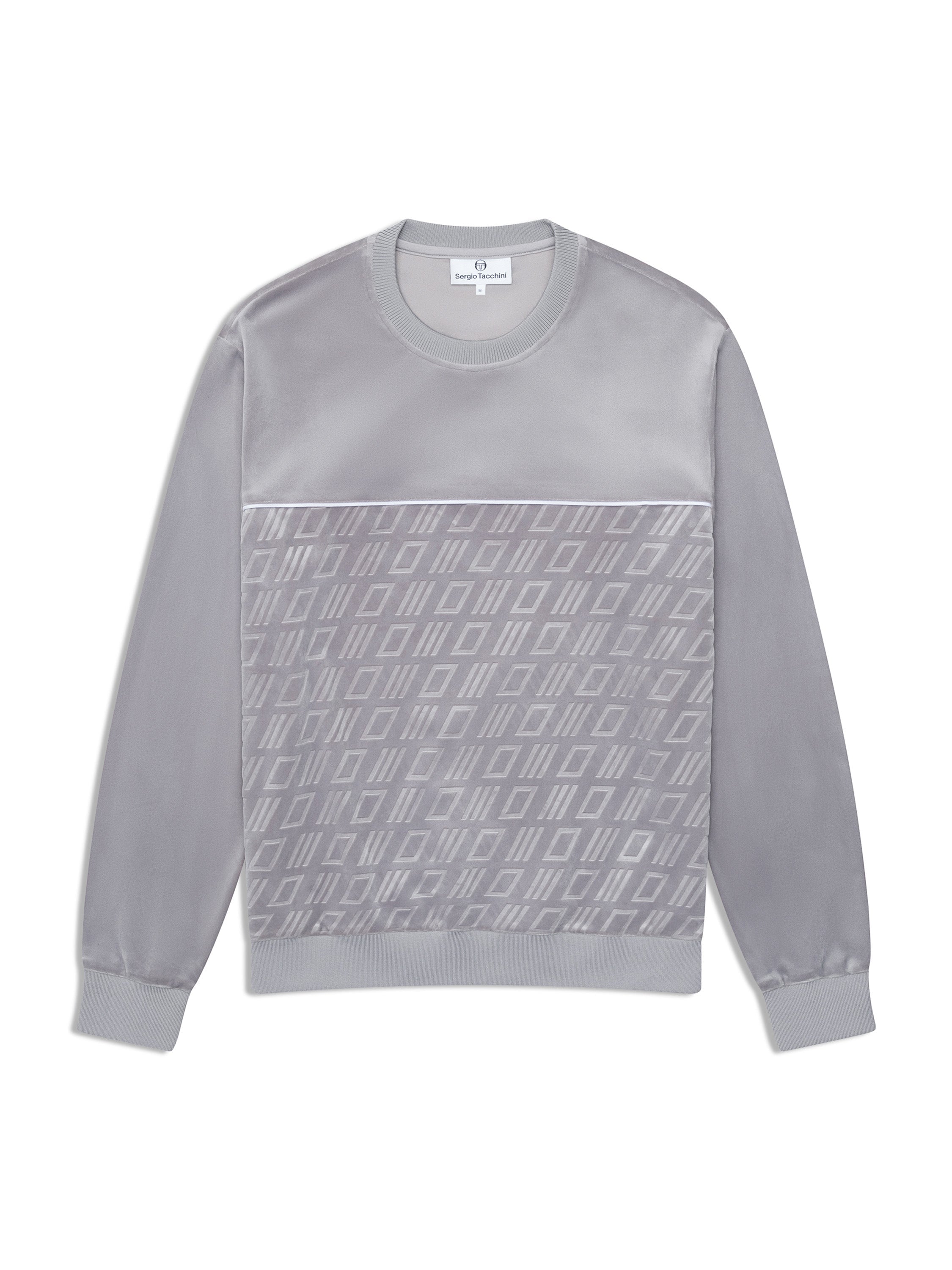 Bandiera Debossed Velour Crewneck-Sleet