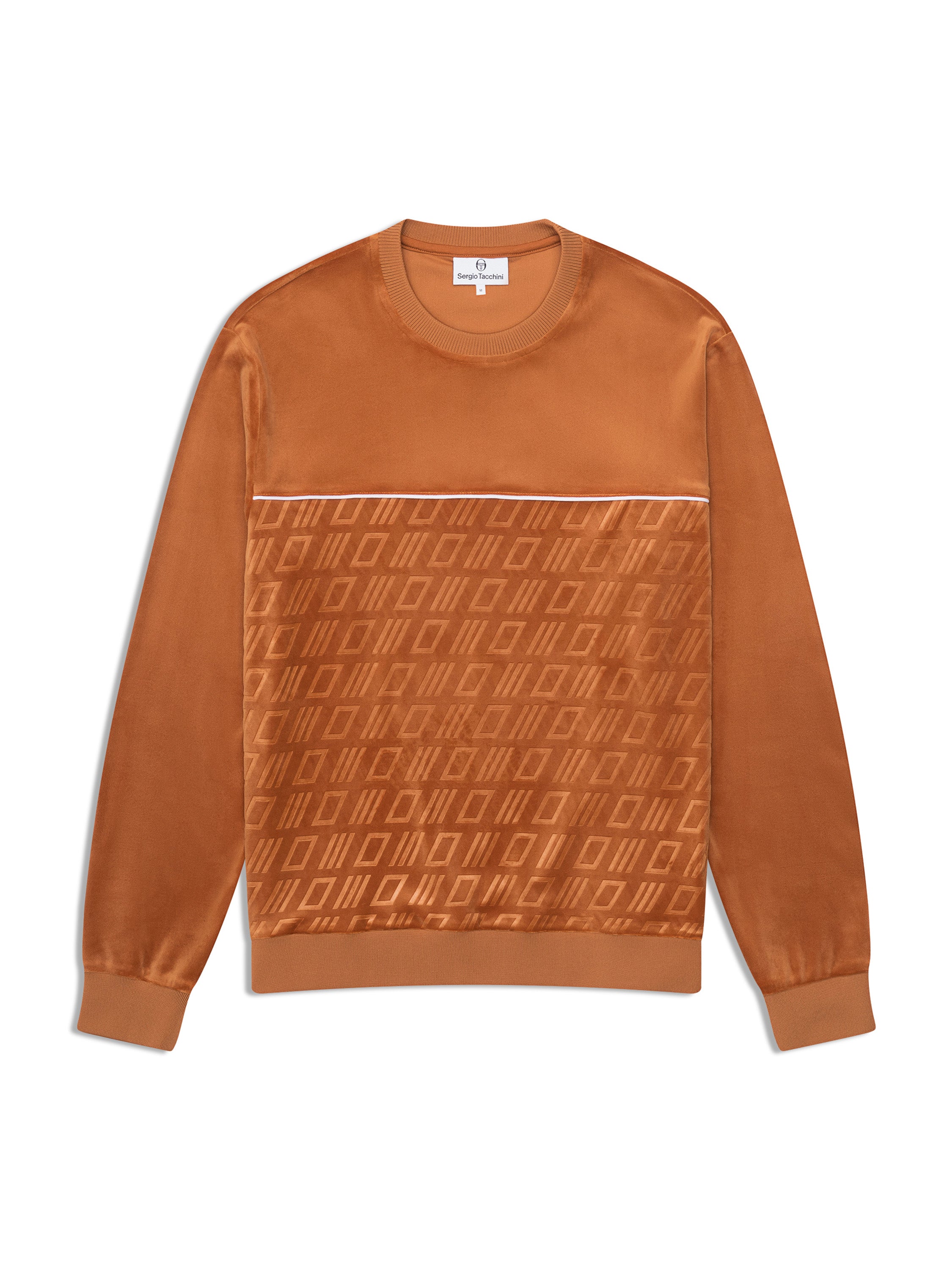 Bandiera Debossed Velour Crewneck-Sugar Almond