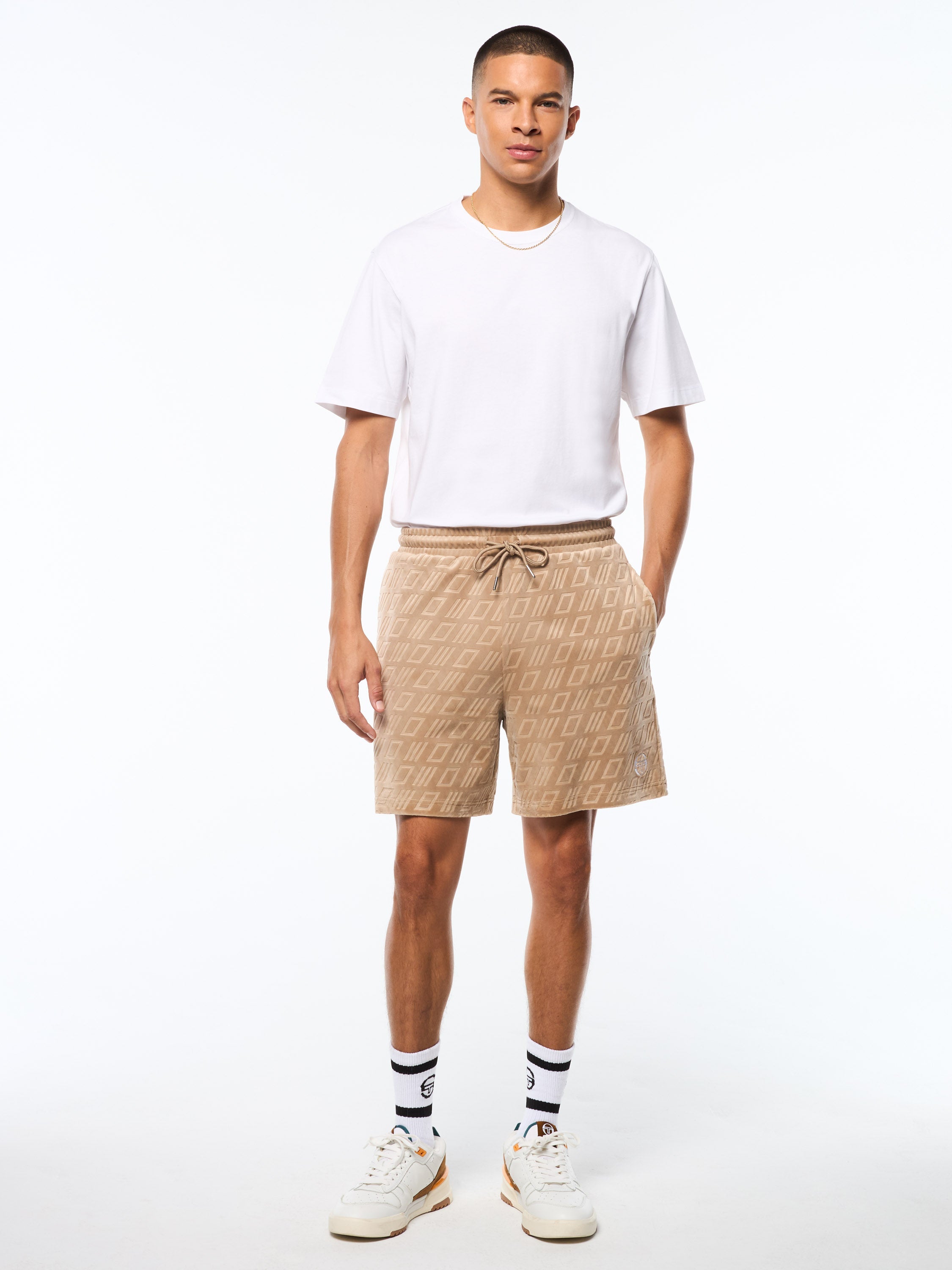 Bandiera Debossed Velour Short-Humus