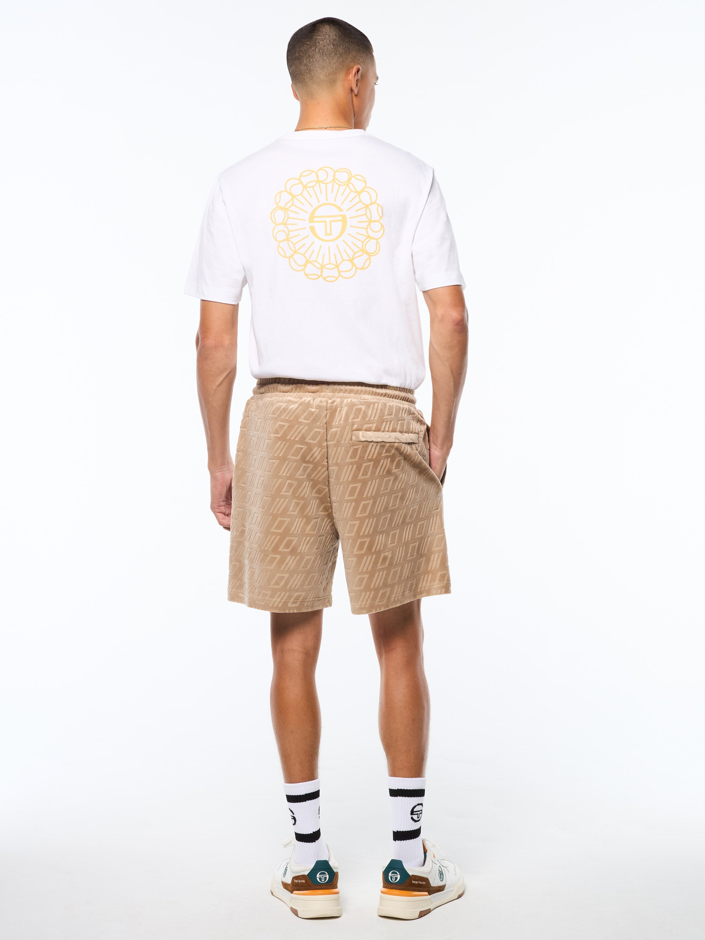 Bandiera Debossed Velour Short-Humus