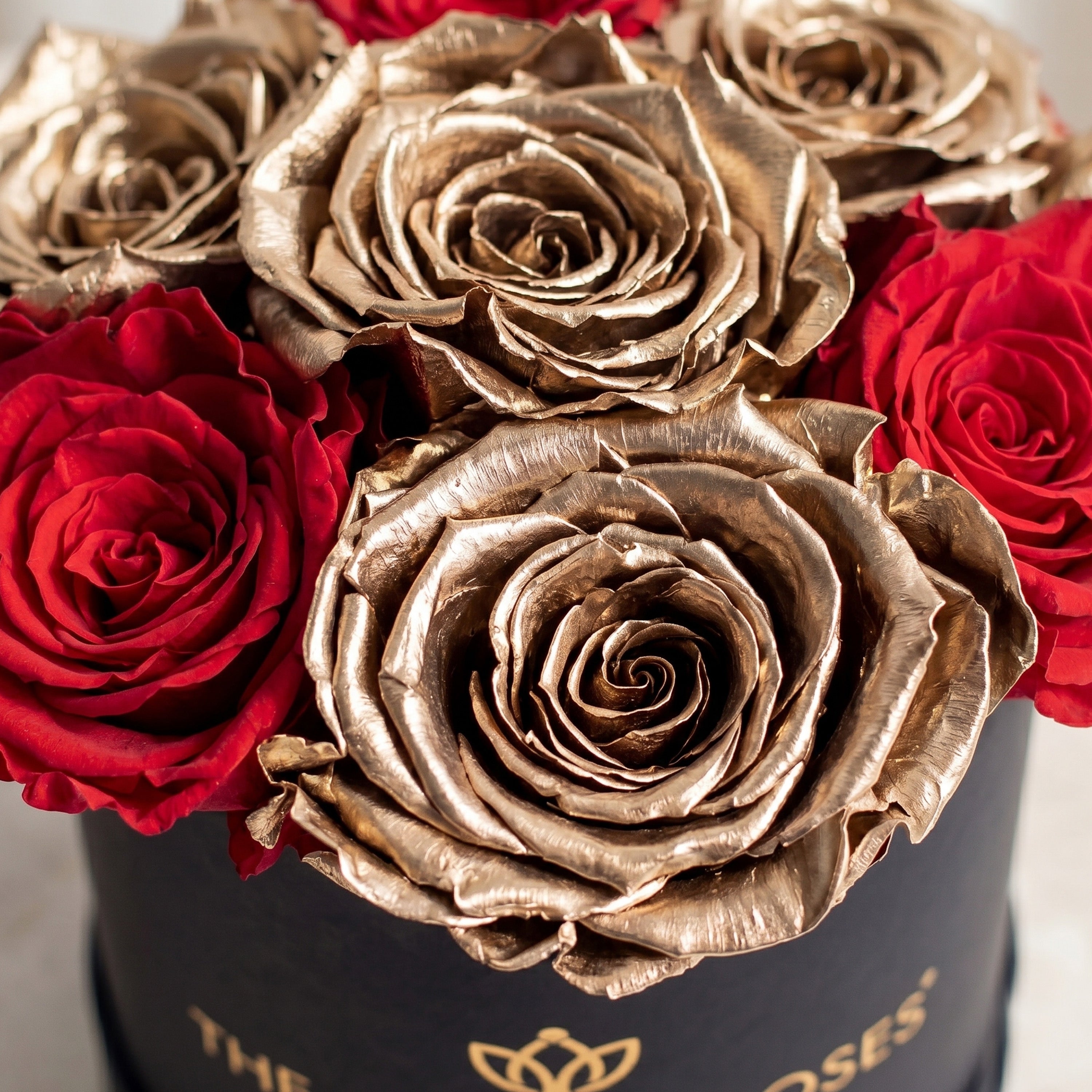 Basic Black Box | Red & Gold Roses