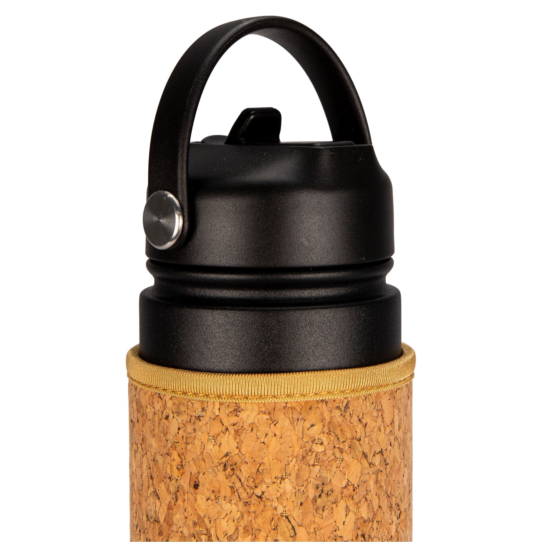 Black Cork Sleeve Bottle with Flip Straw Lid | 25oz