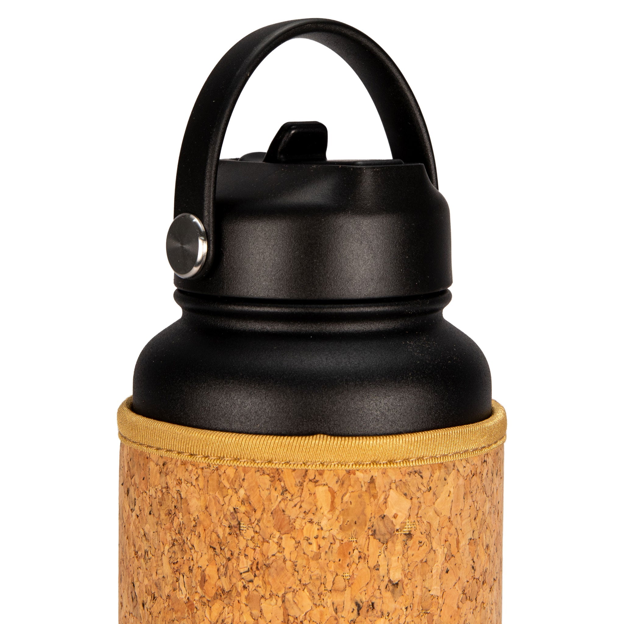 Black Cork Sleeve Bottle with Flip Straw Lid | 32oz
