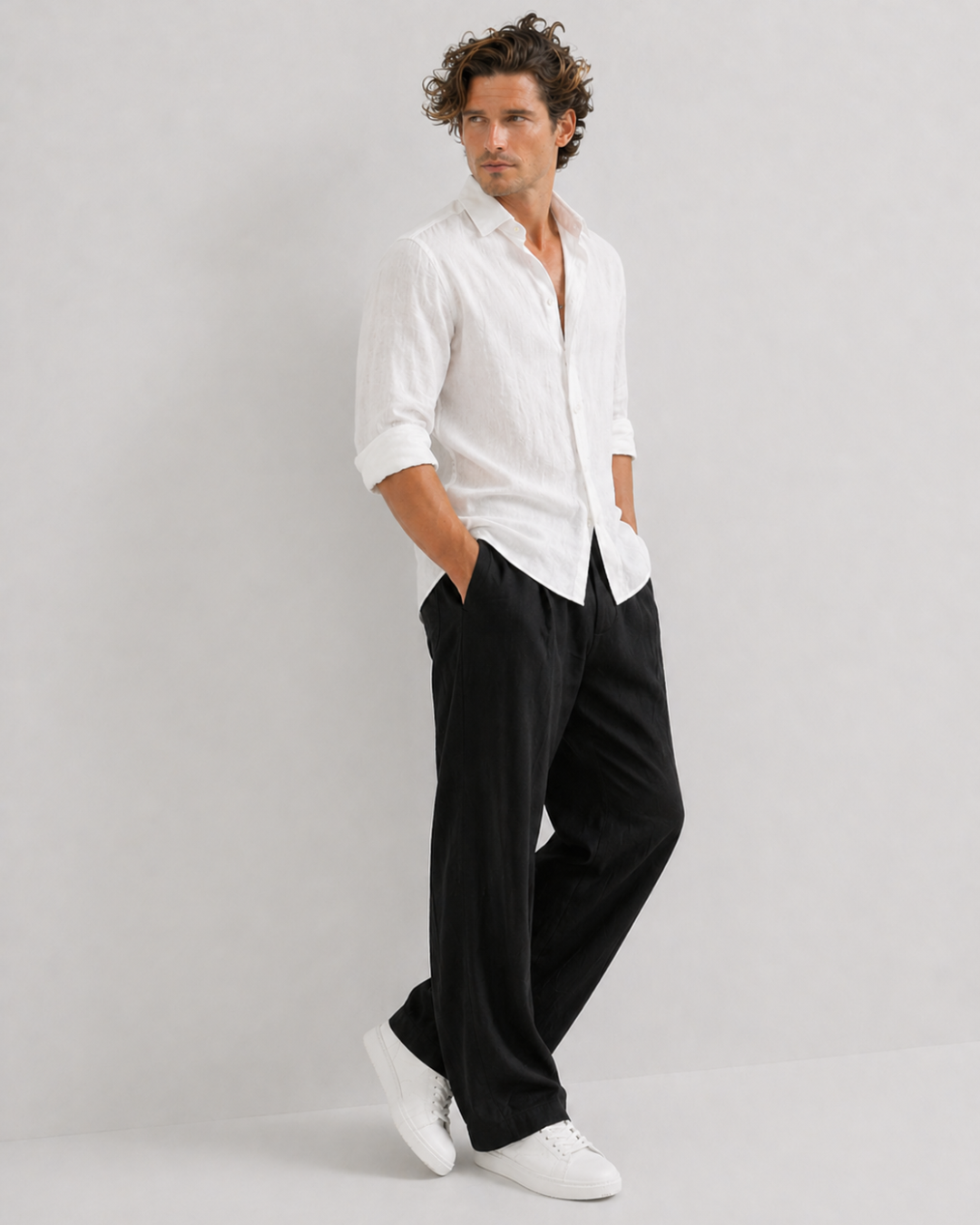Black Cotton & Linen – Easy Fit, Bahama Pants