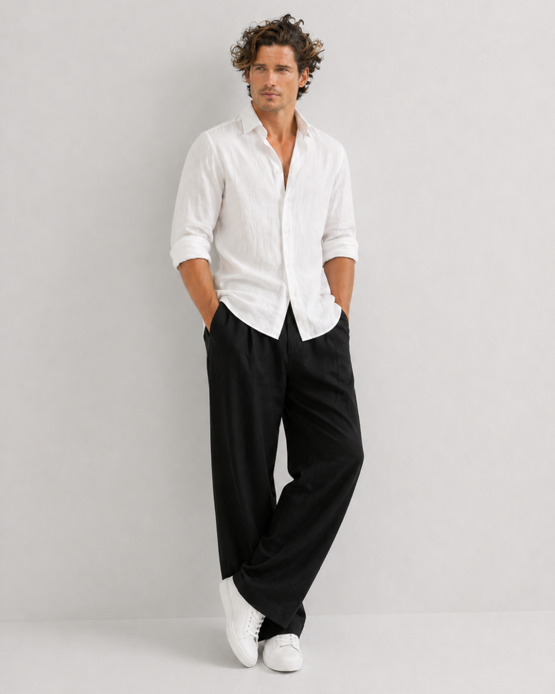 Black Cotton & Linen – Easy Fit, Bahama Pants