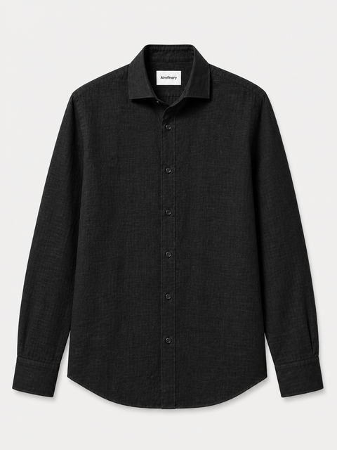 Black Cotton & Linen Shirt – Easy Fit, Bahama Shirt