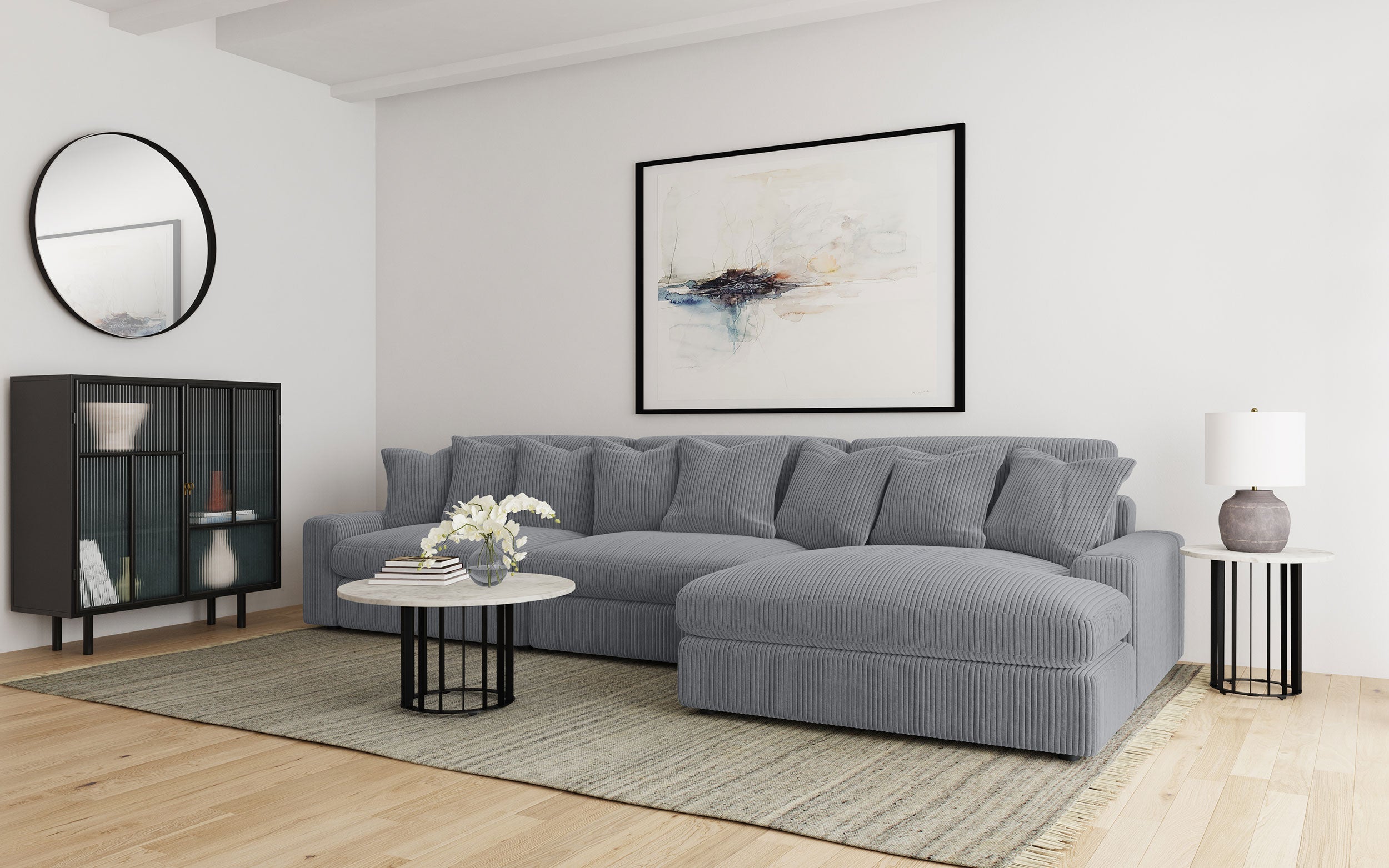 Blaine Upholstered Armless Chair Fog