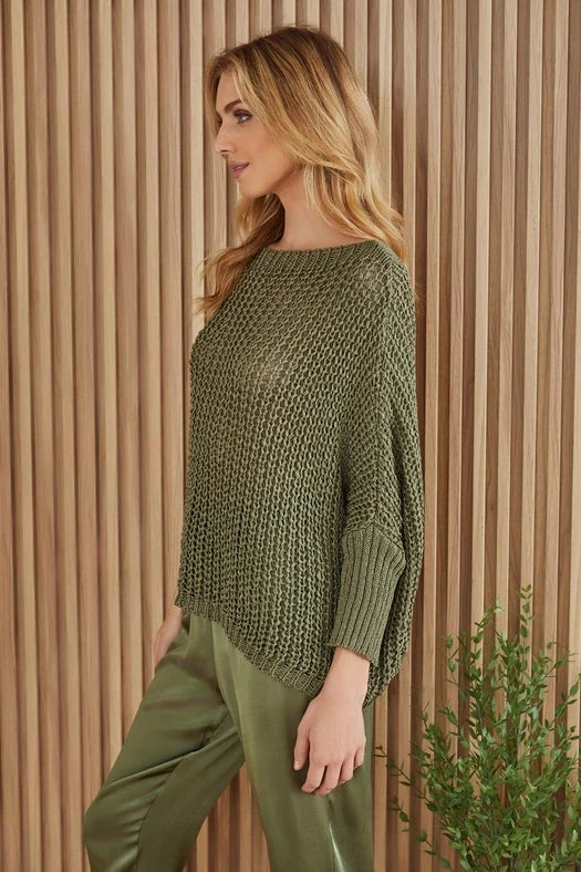 Boatneck Drop Shoulder Long Sleeve Sweater