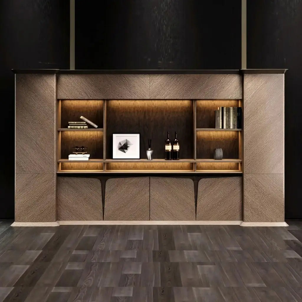 Brandy · Office Shelves w/ Integrated Lighting & Storage