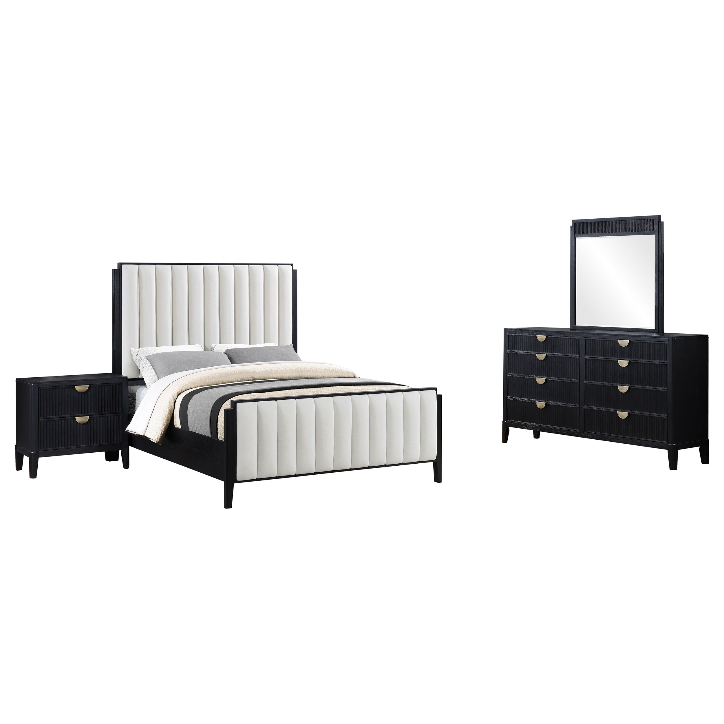 Brookmead 4-piece Upholstered Eastern King Bedroom Set Black