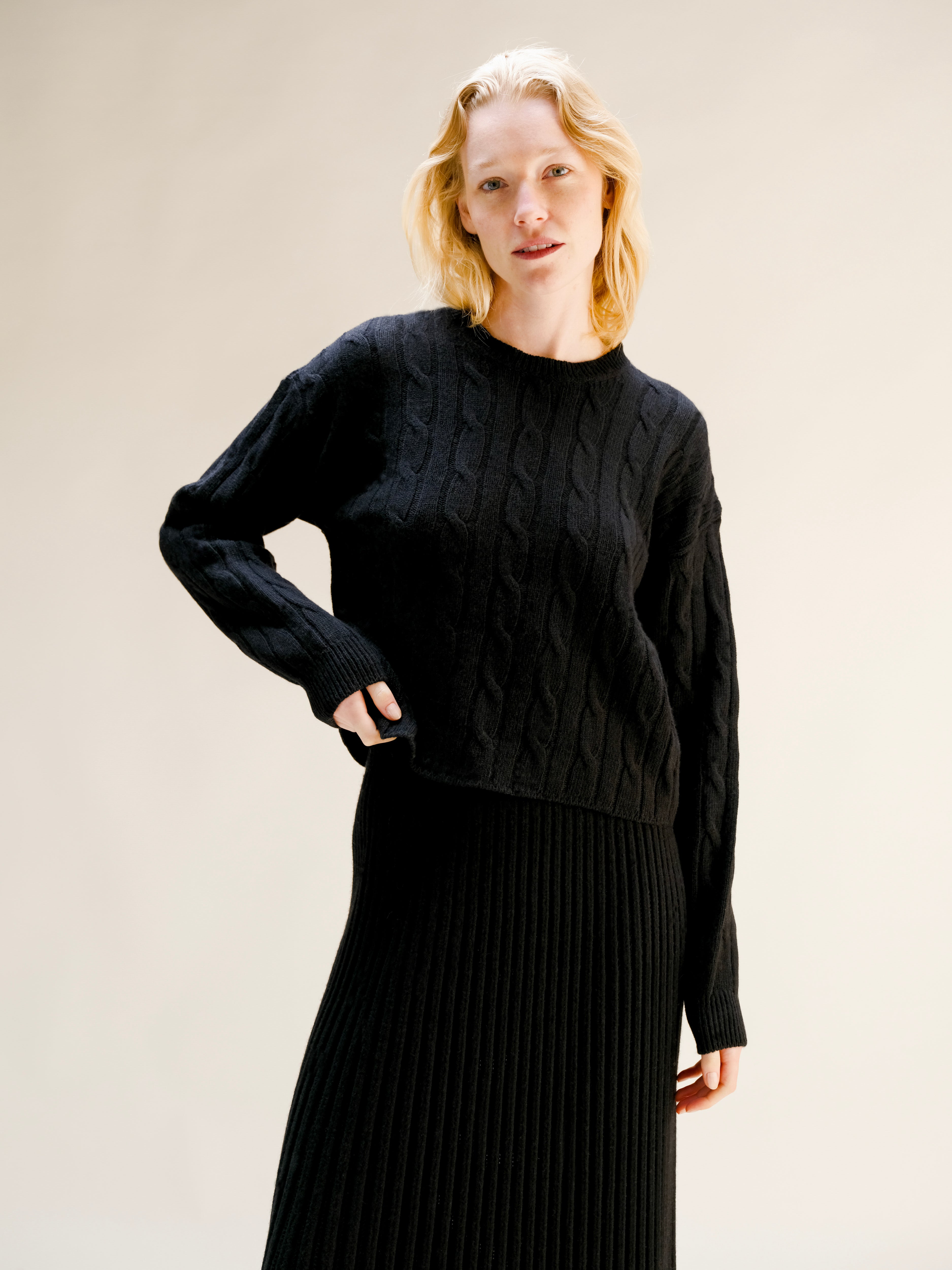 Cashmere Mix Cable Crewneck