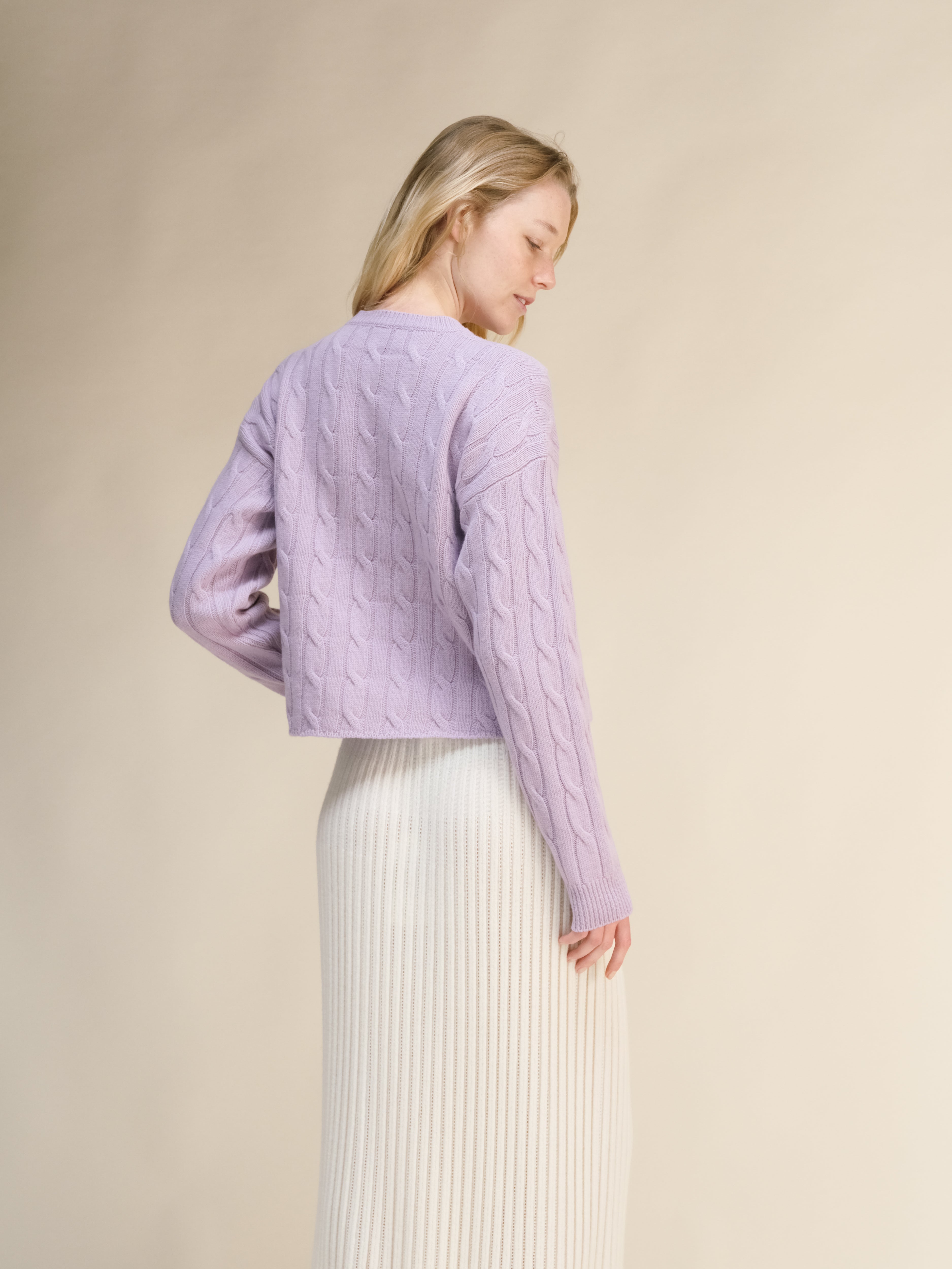 Cashmere Mix Cable Crewneck