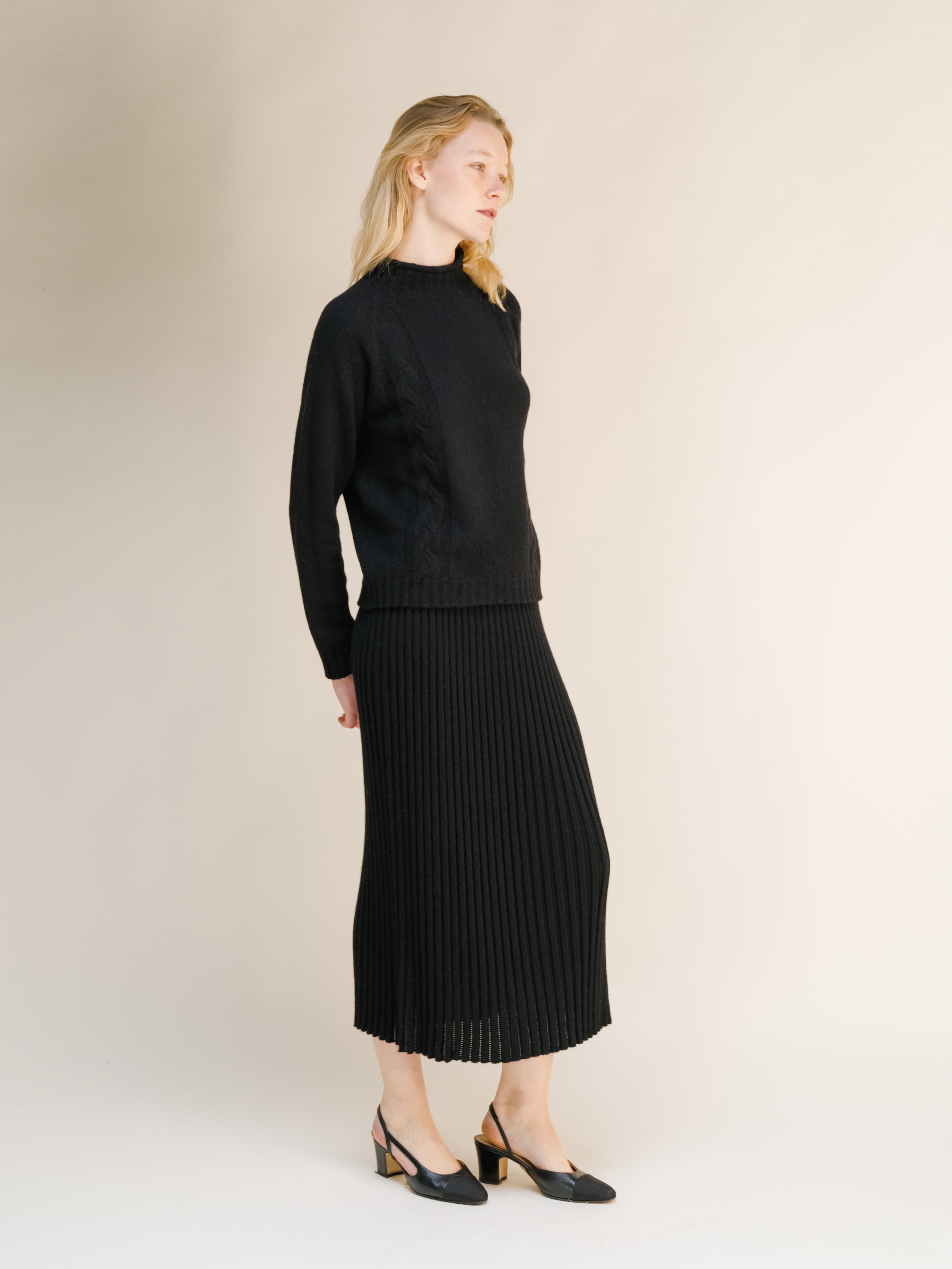 Cashmere Mix Perforated Skirt