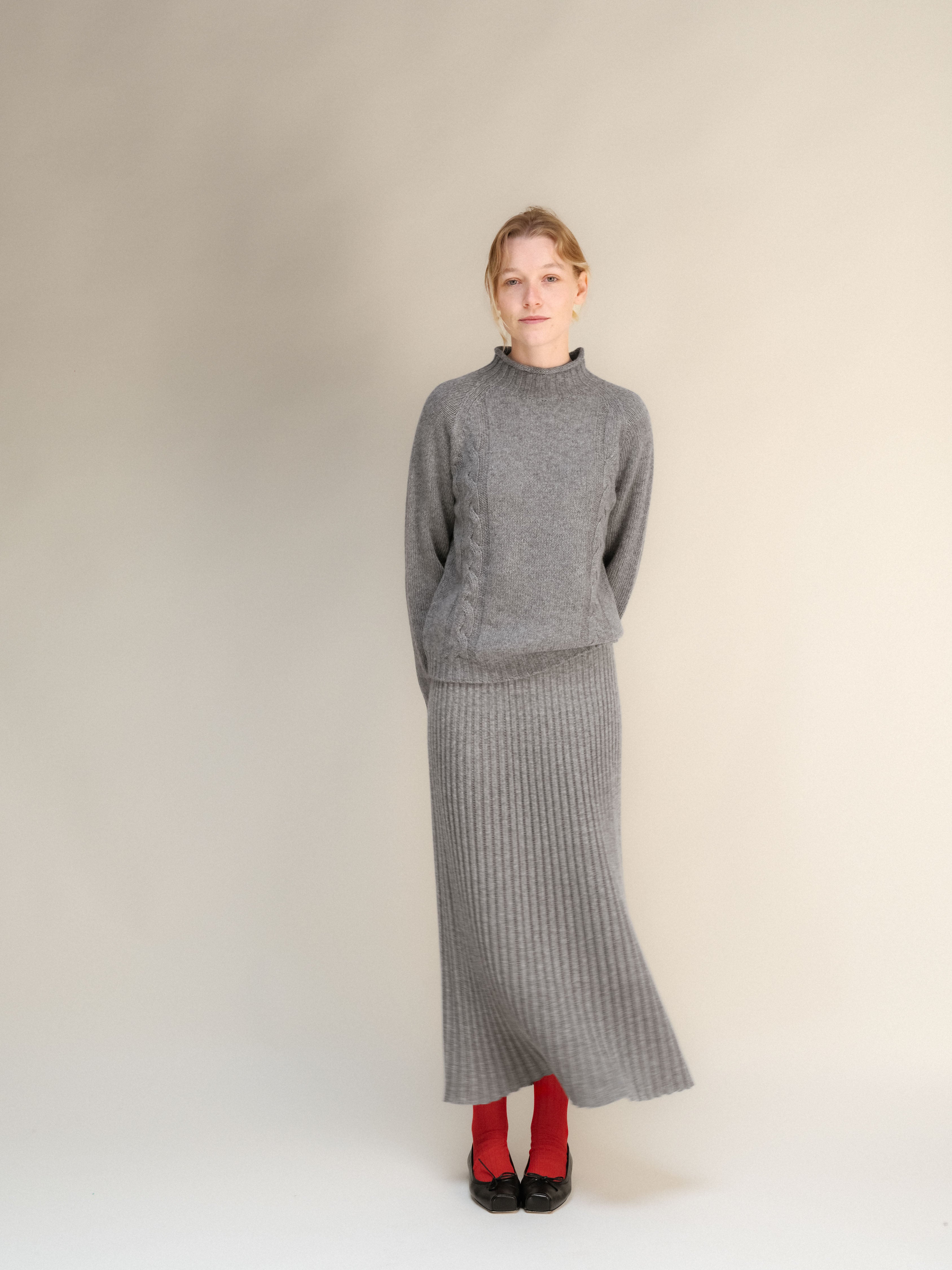 Cashmere Mix Perforated Skirt