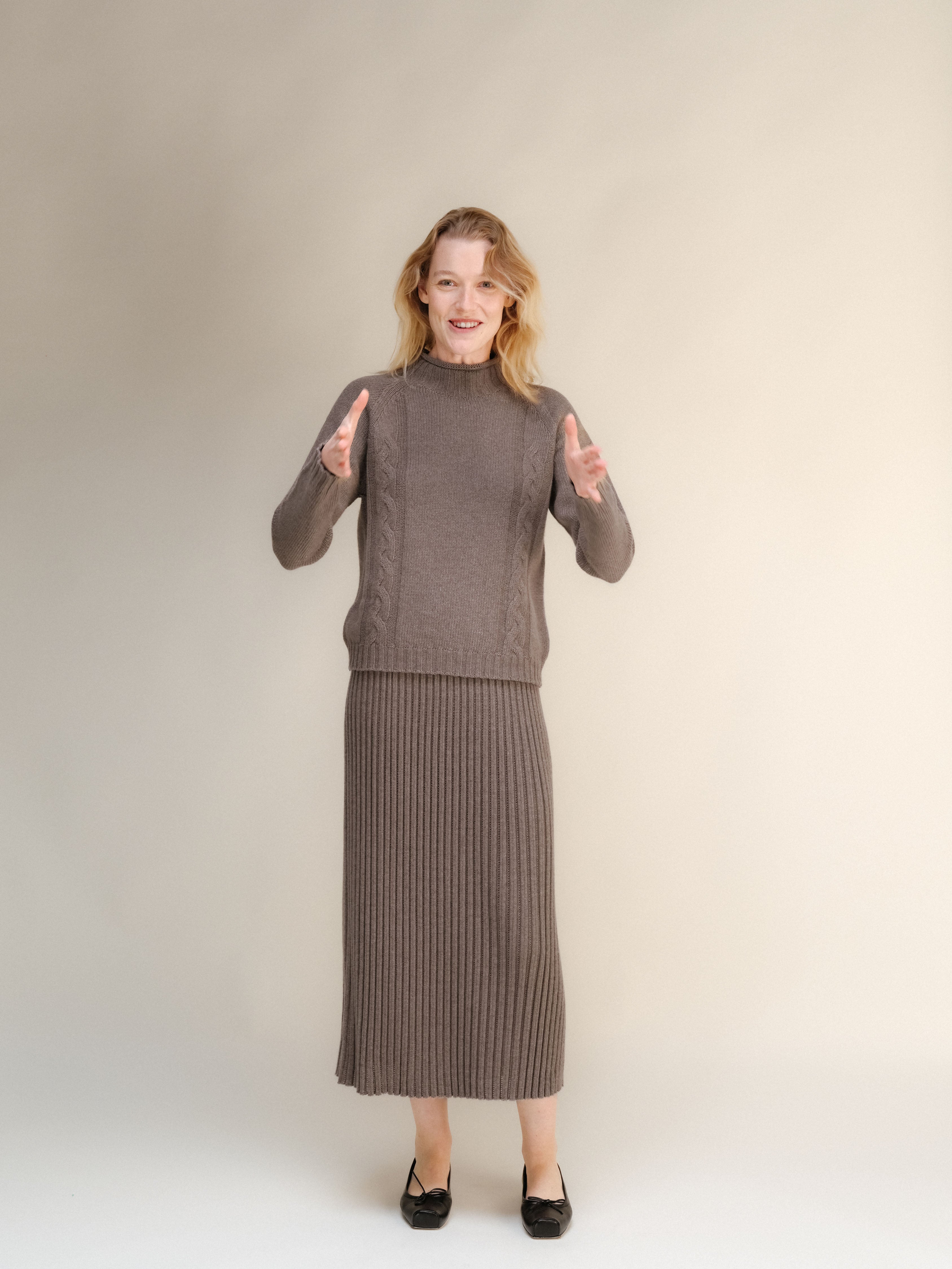 Cashmere Mix Perforated Skirt
