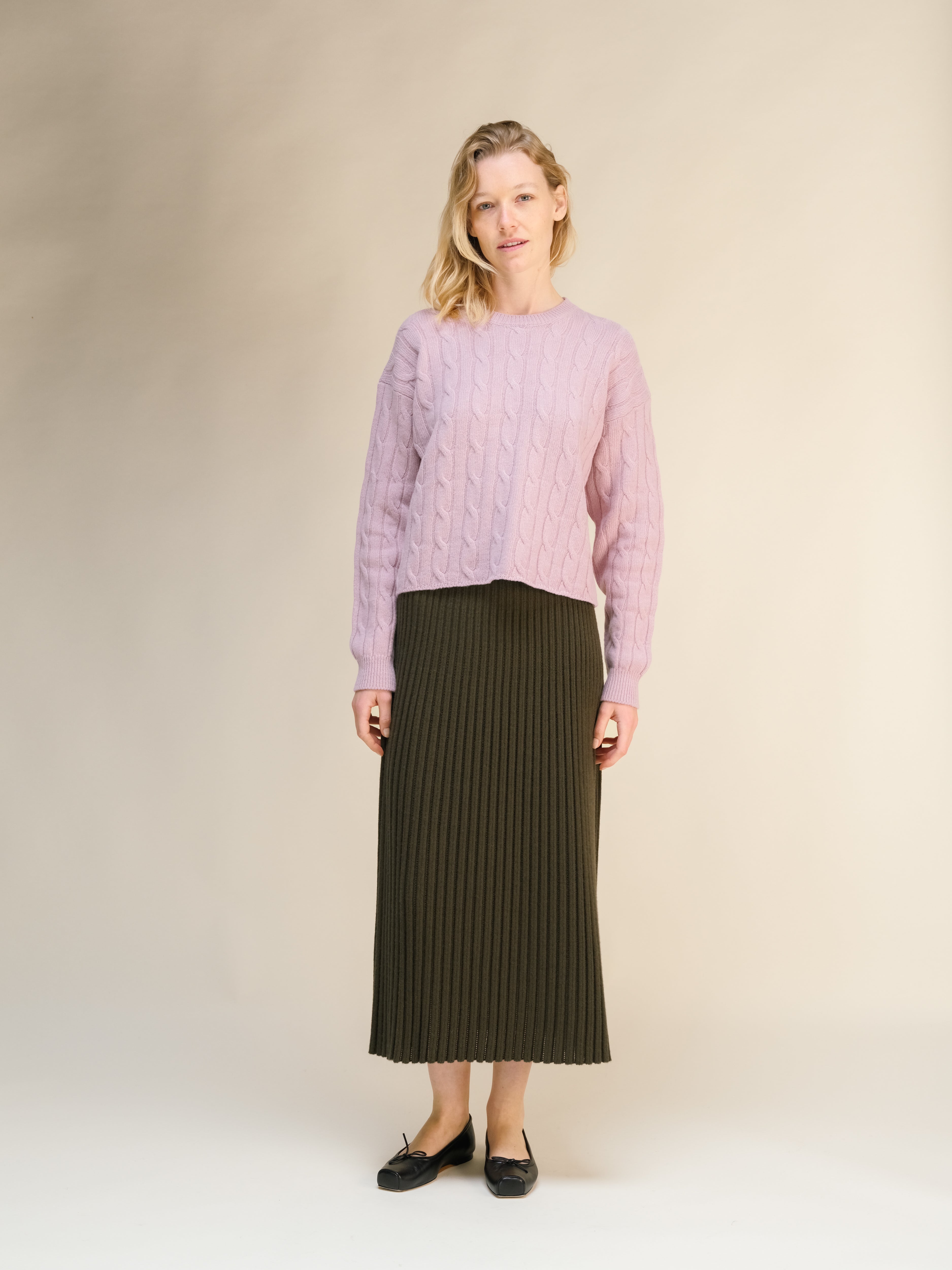 Cashmere Mix Perforated Skirt