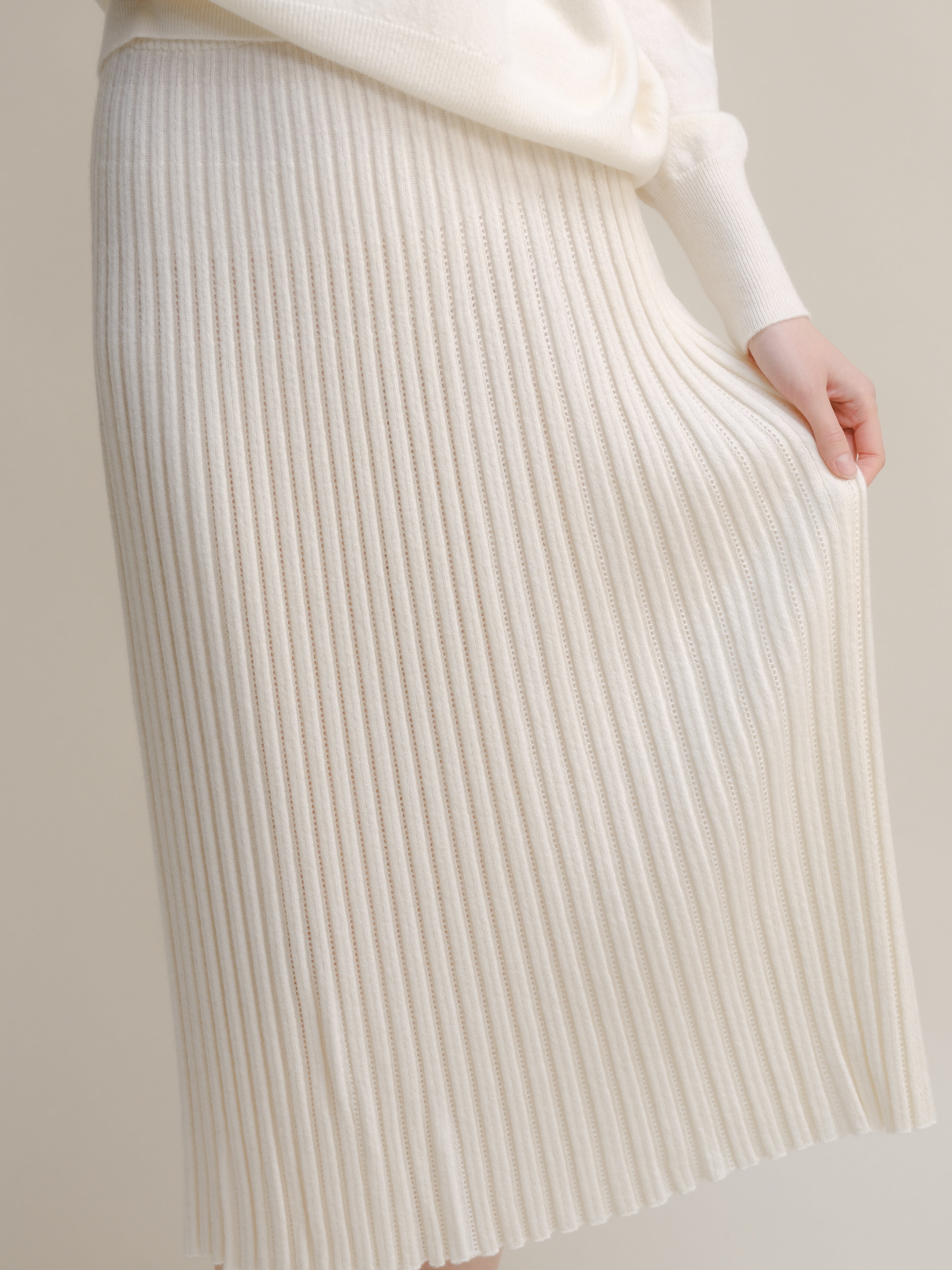 Cashmere Mix Perforated Skirt