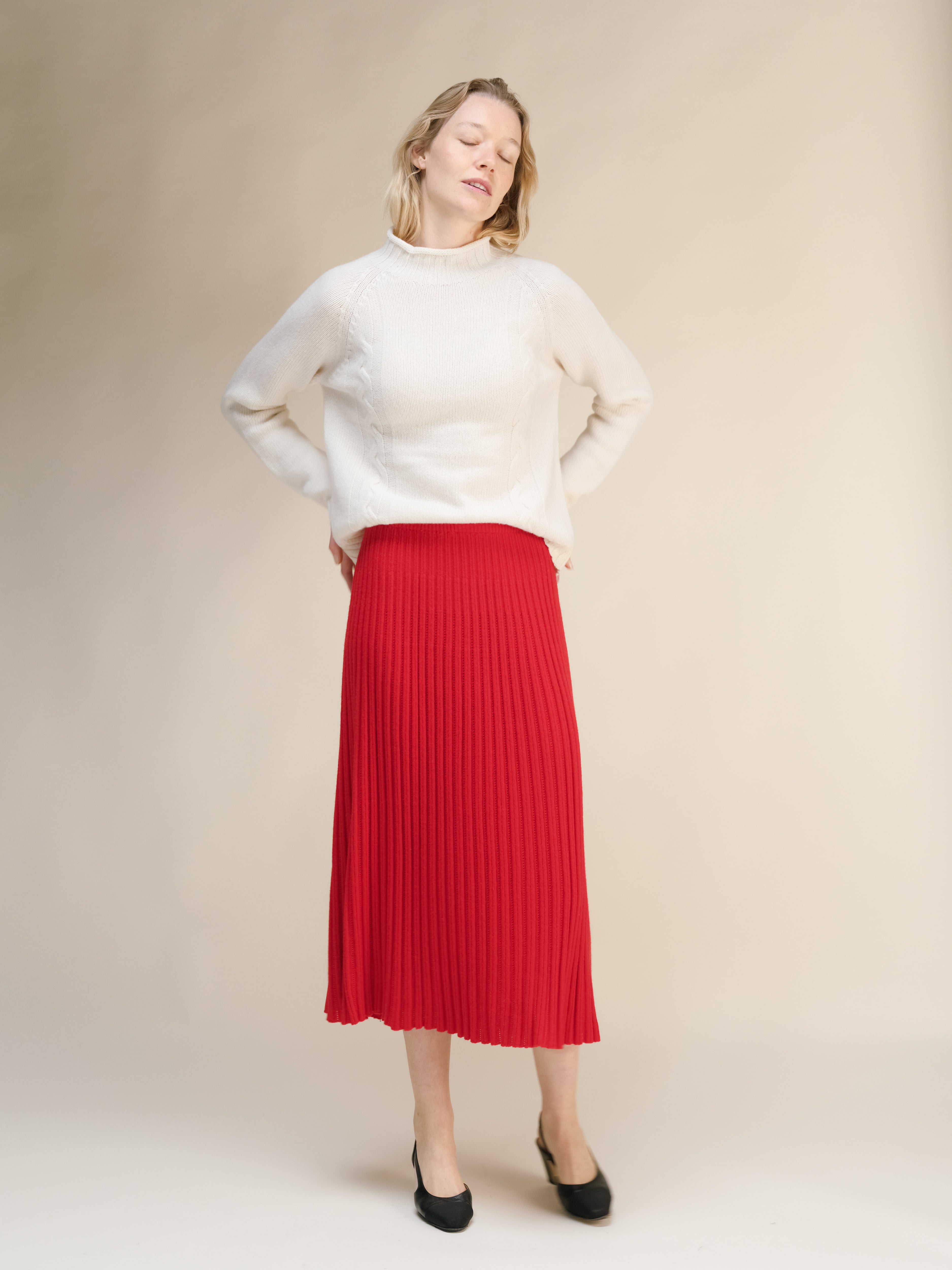 Cashmere Mix Perforated Skirt