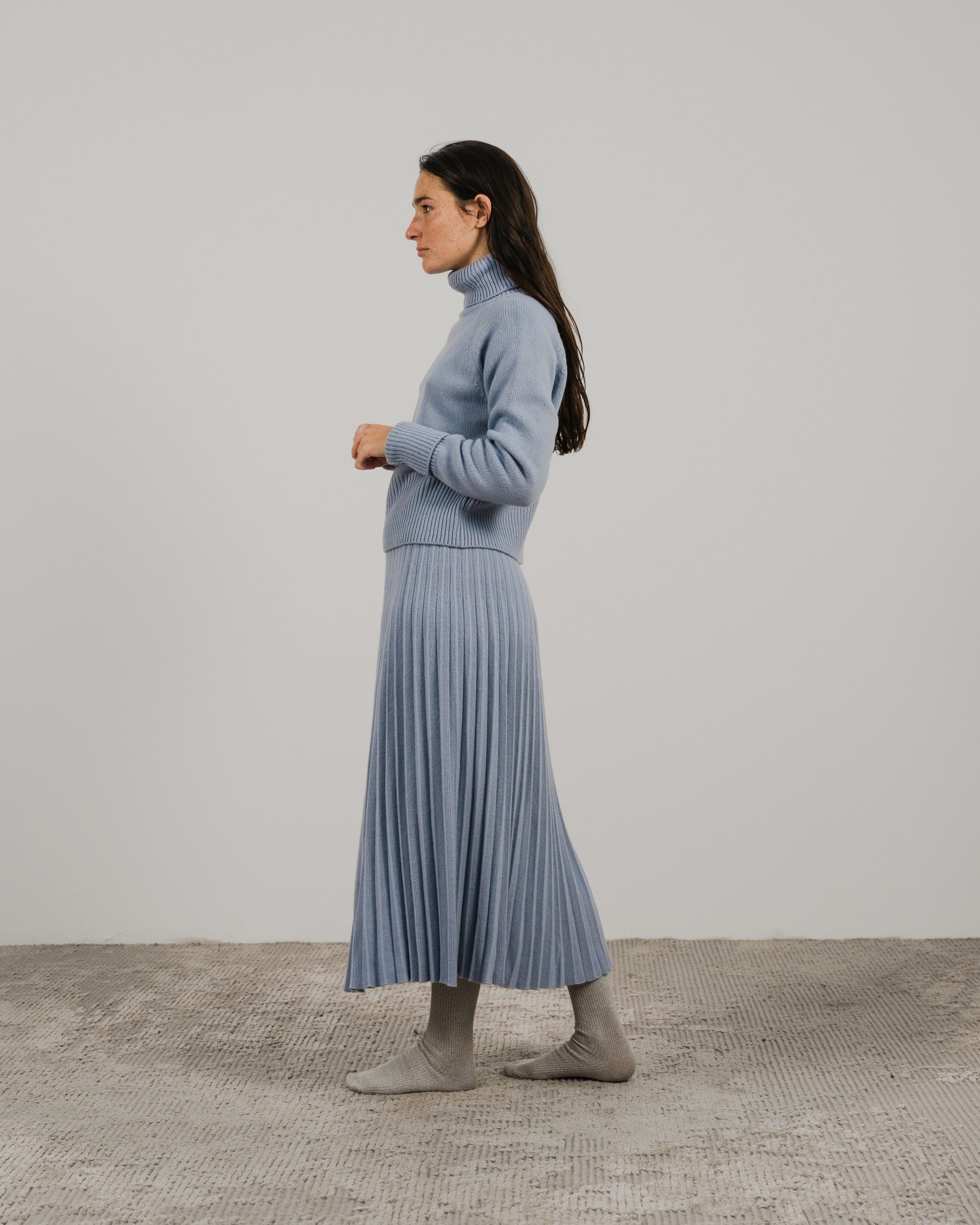 Cashmere Mix Plissé Skirt