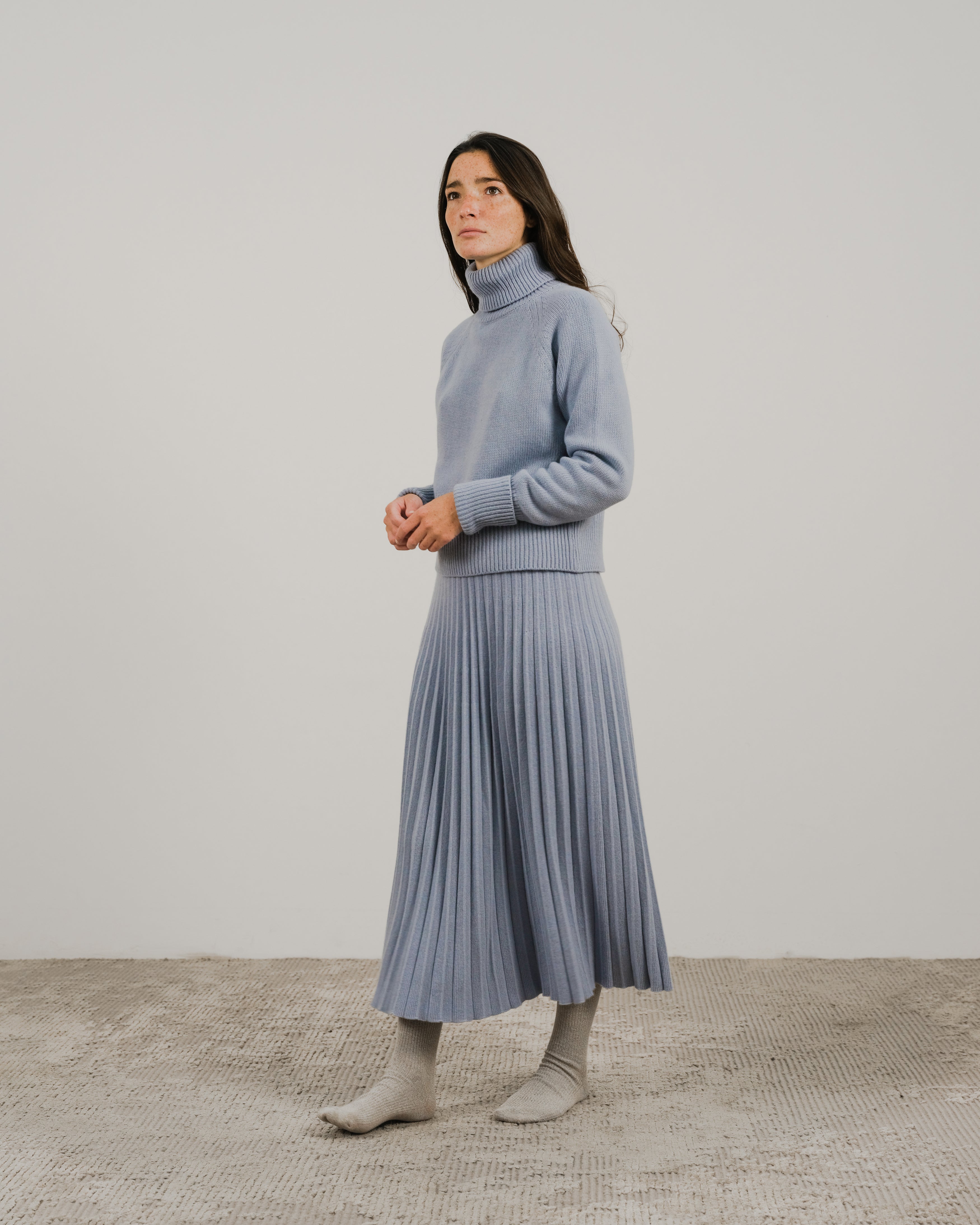 Cashmere Mix Plissé Skirt