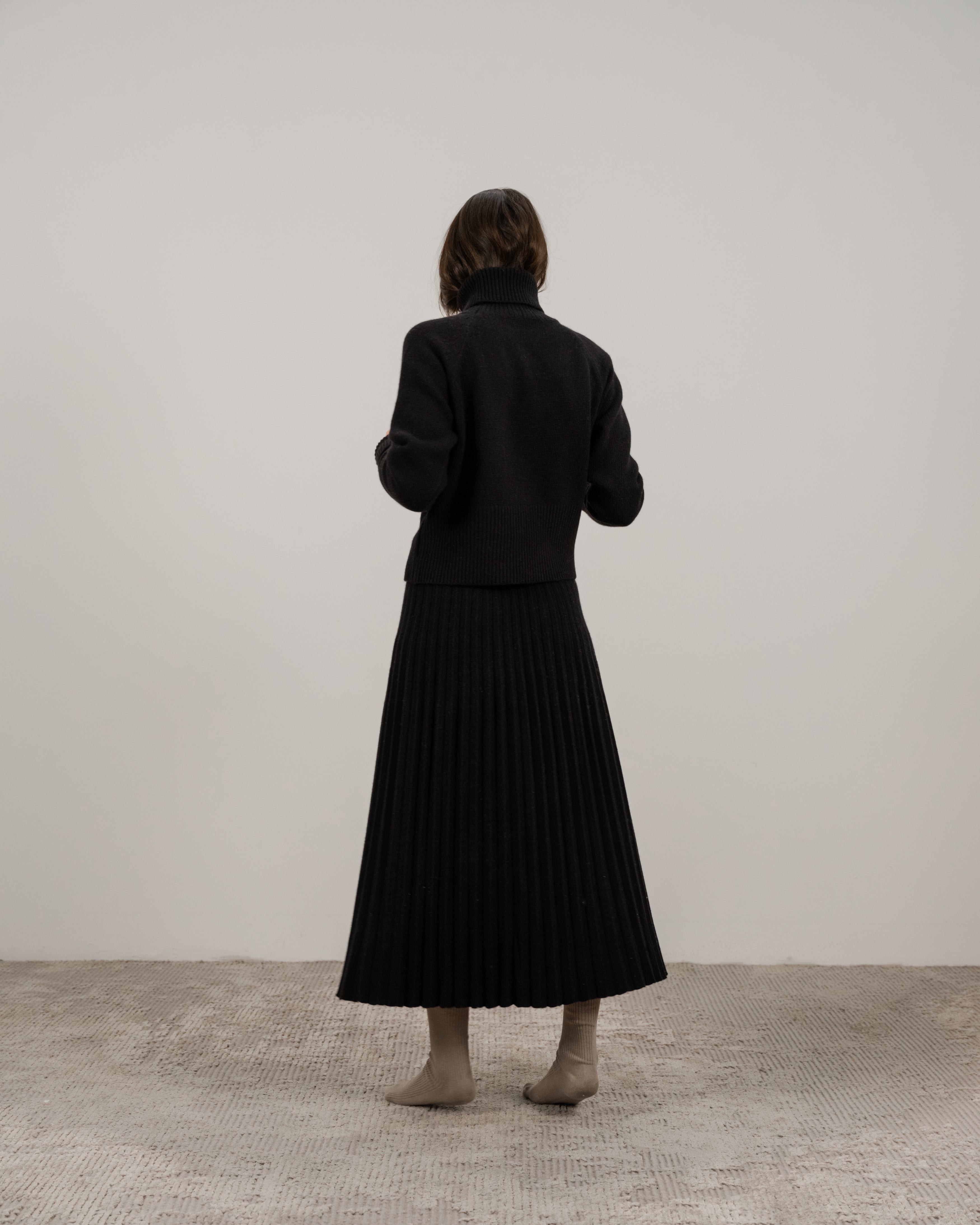 Cashmere Mix Plissé Skirt