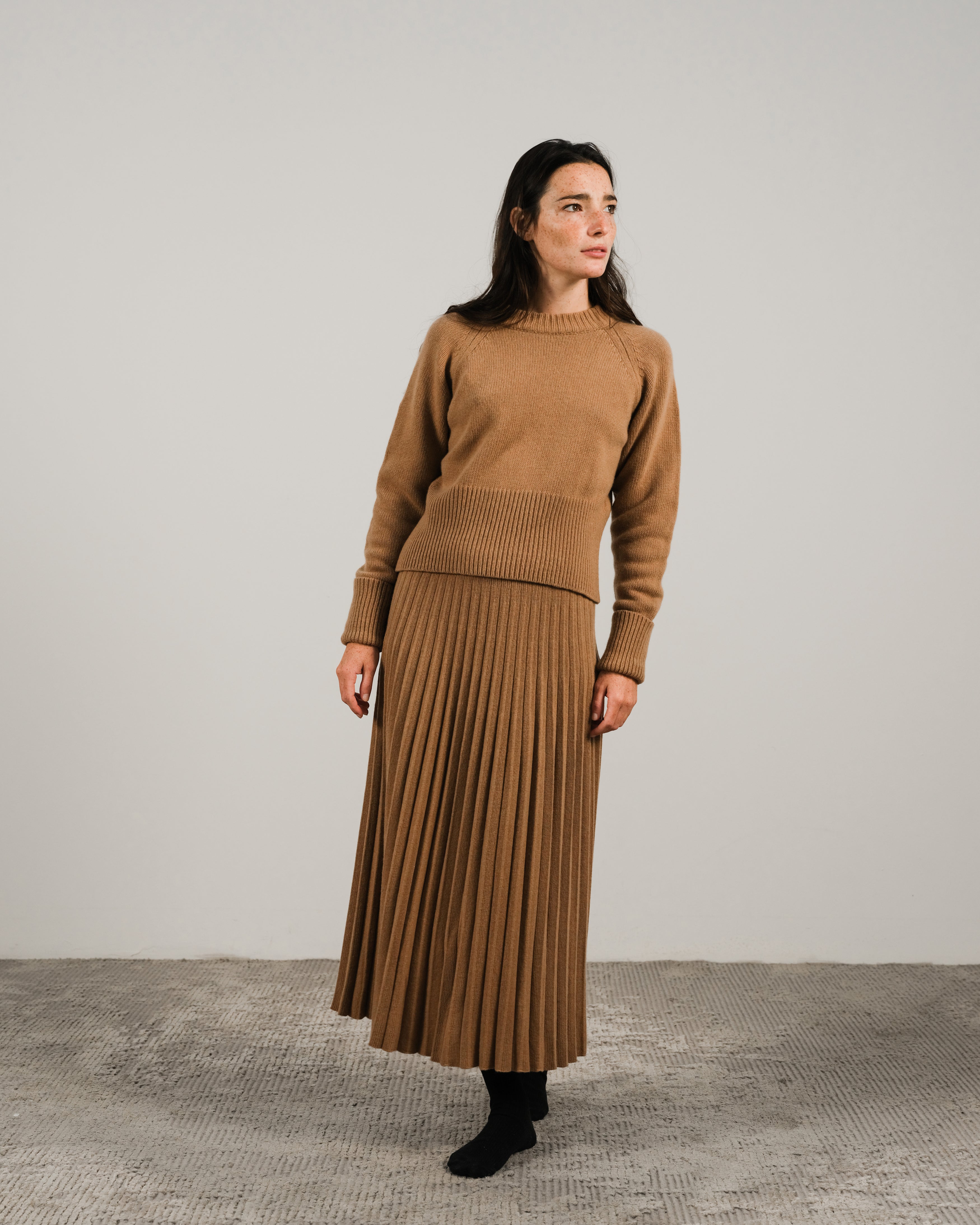 Cashmere Mix Plissé Skirt
