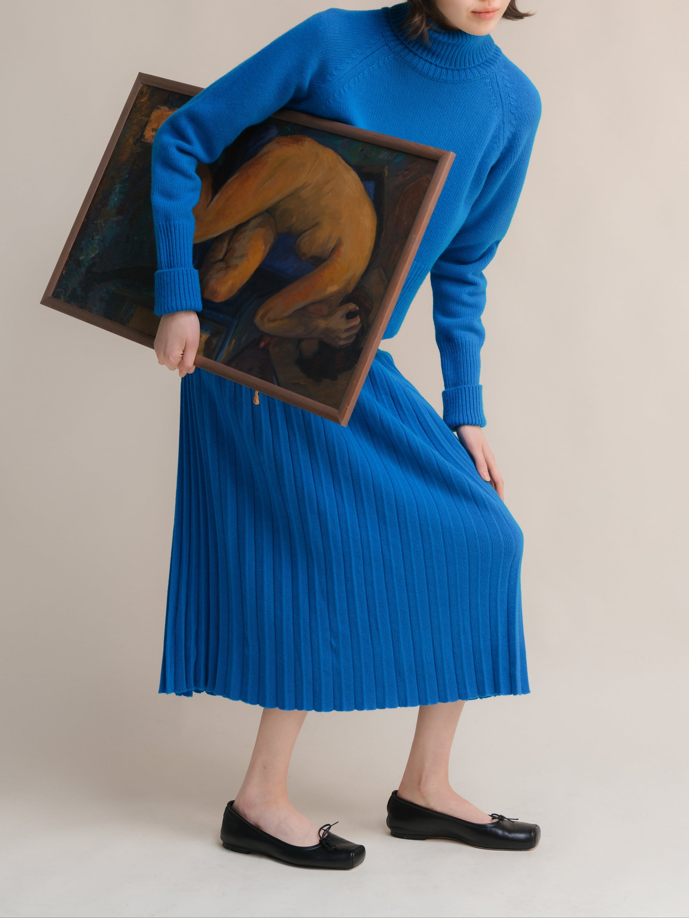 Cashmere Mix Plissé Skirt