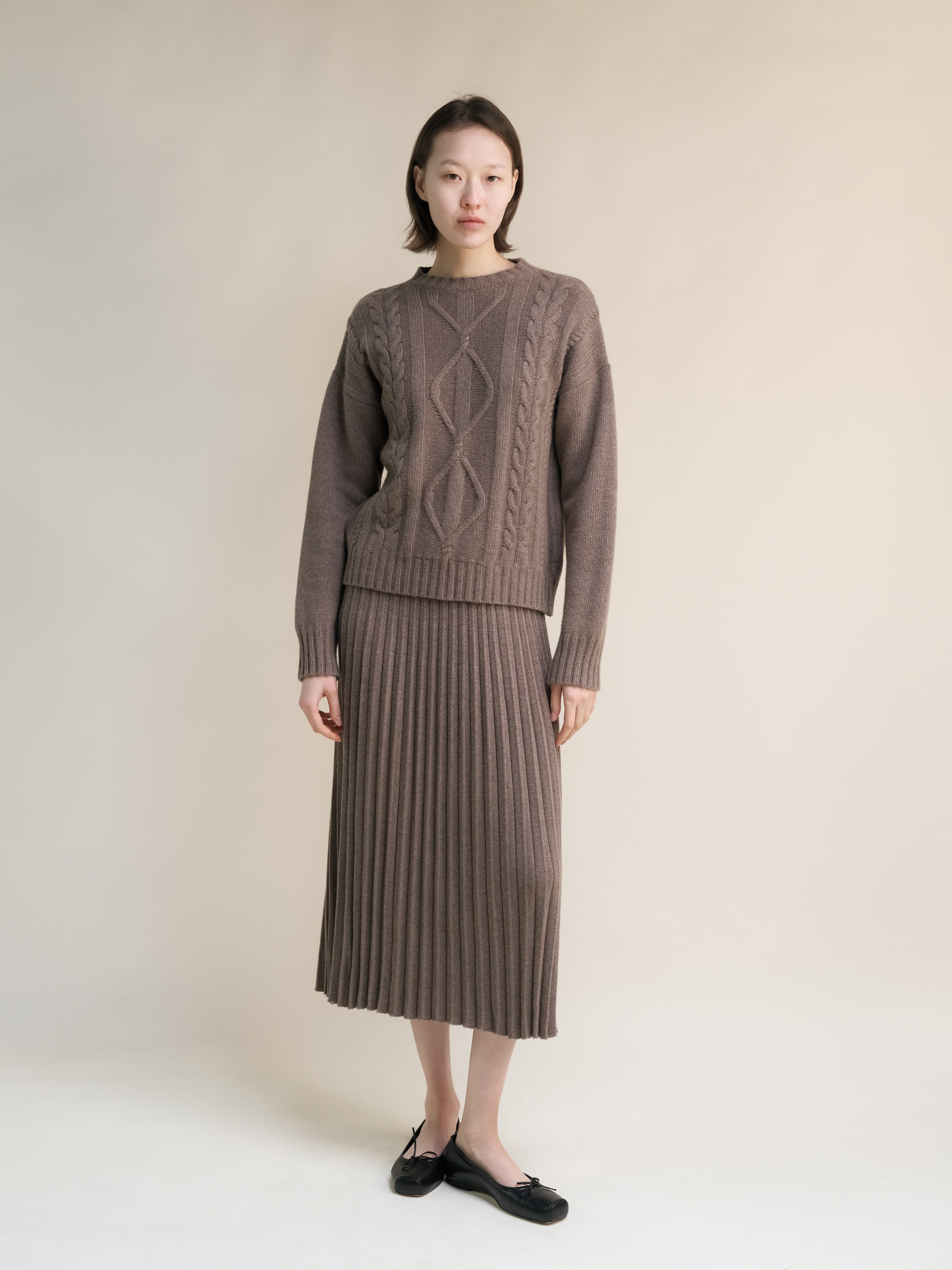 Cashmere Mix Plissé Skirt
