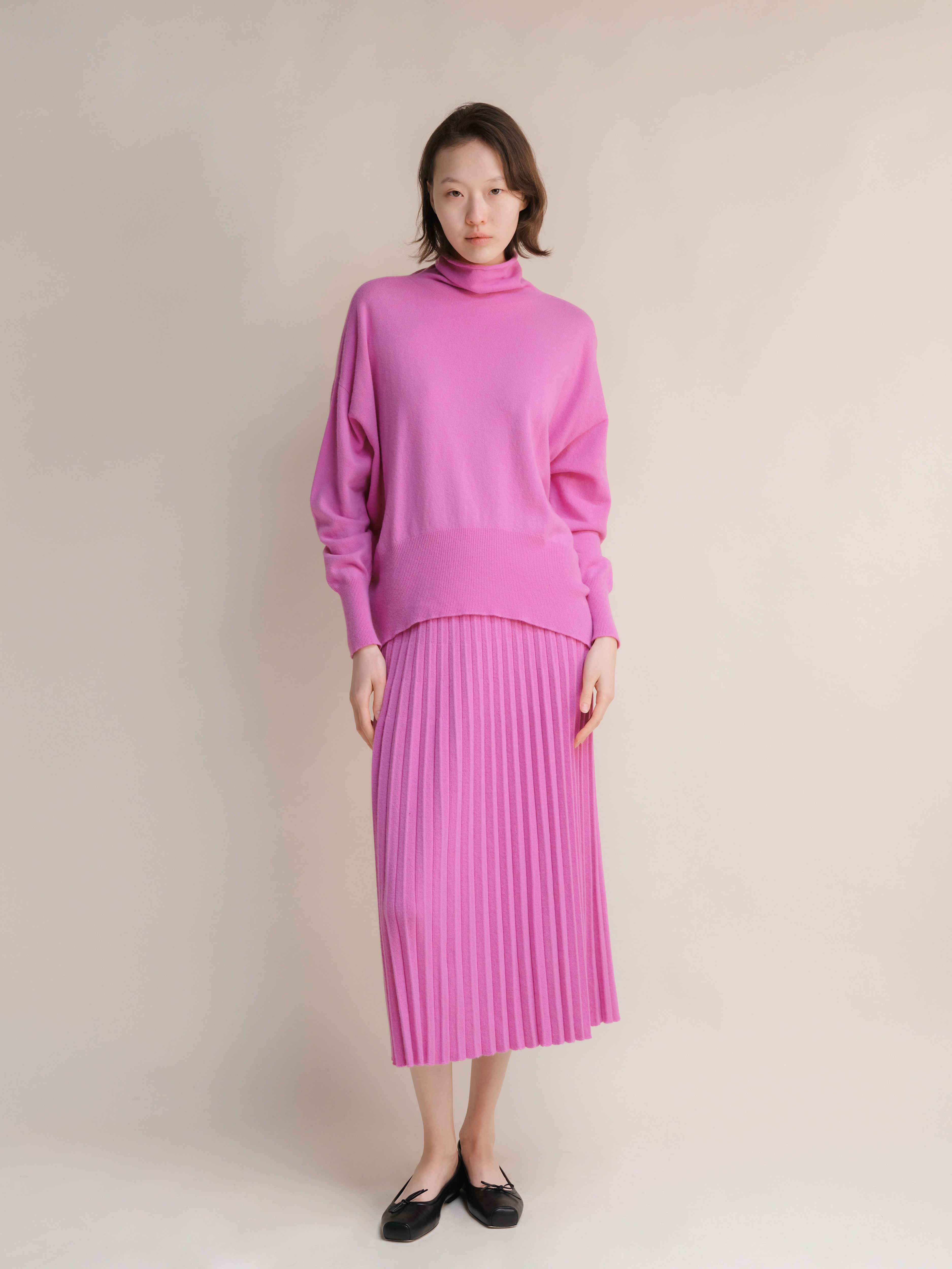 Cashmere Mix Plissé Skirt
