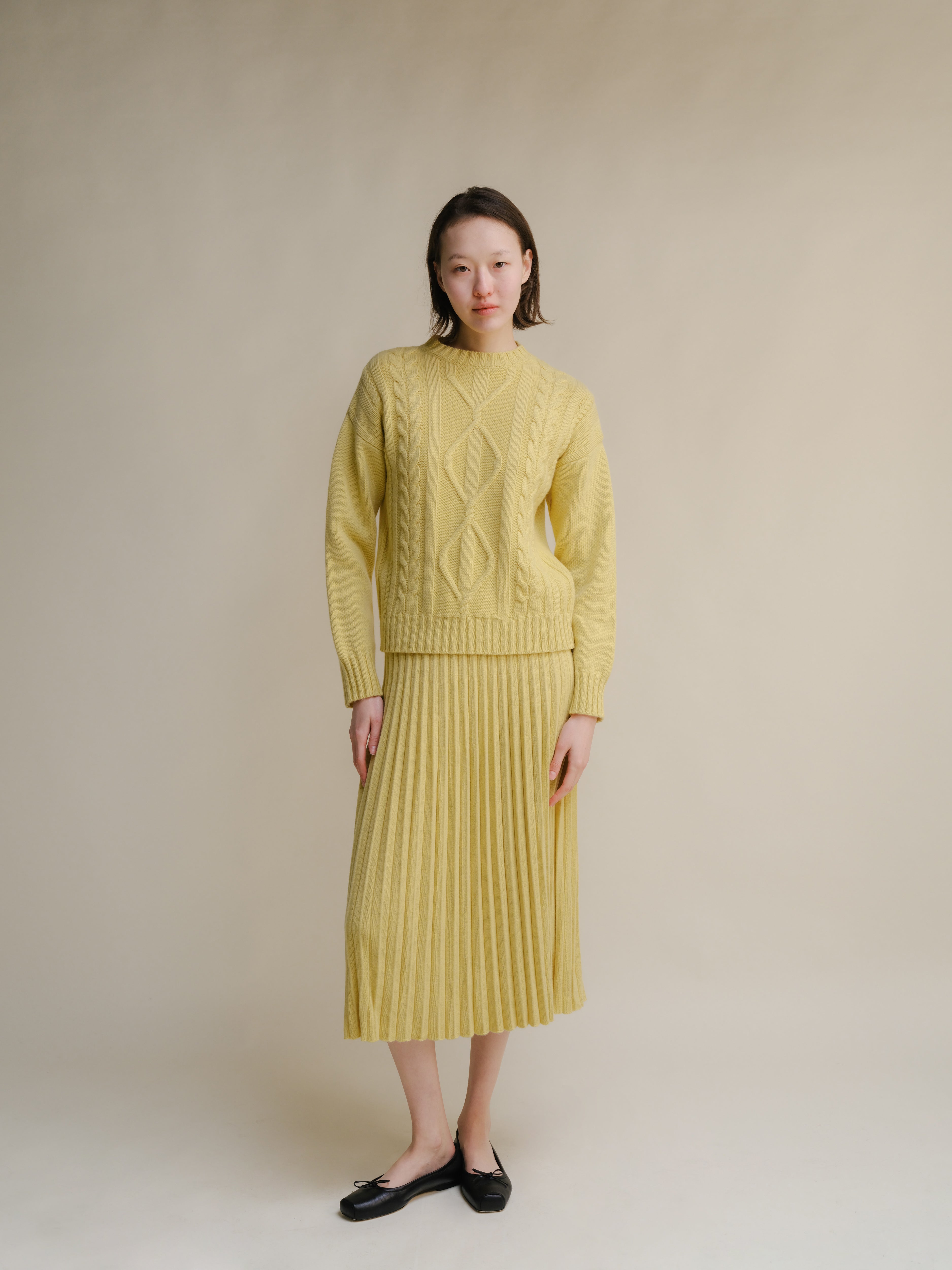 Cashmere Mix Plissé Skirt