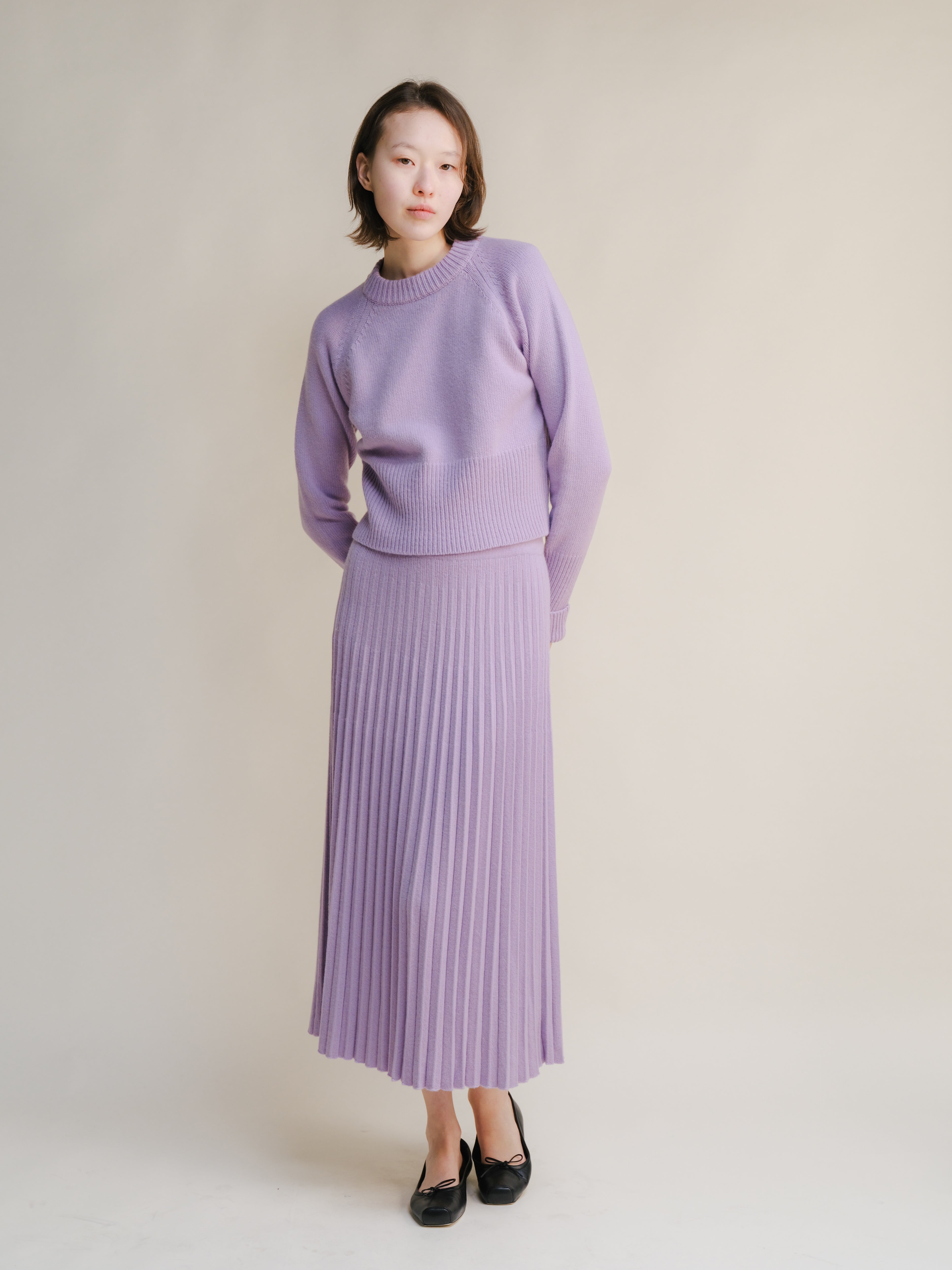 Cashmere Mix Plissé Skirt