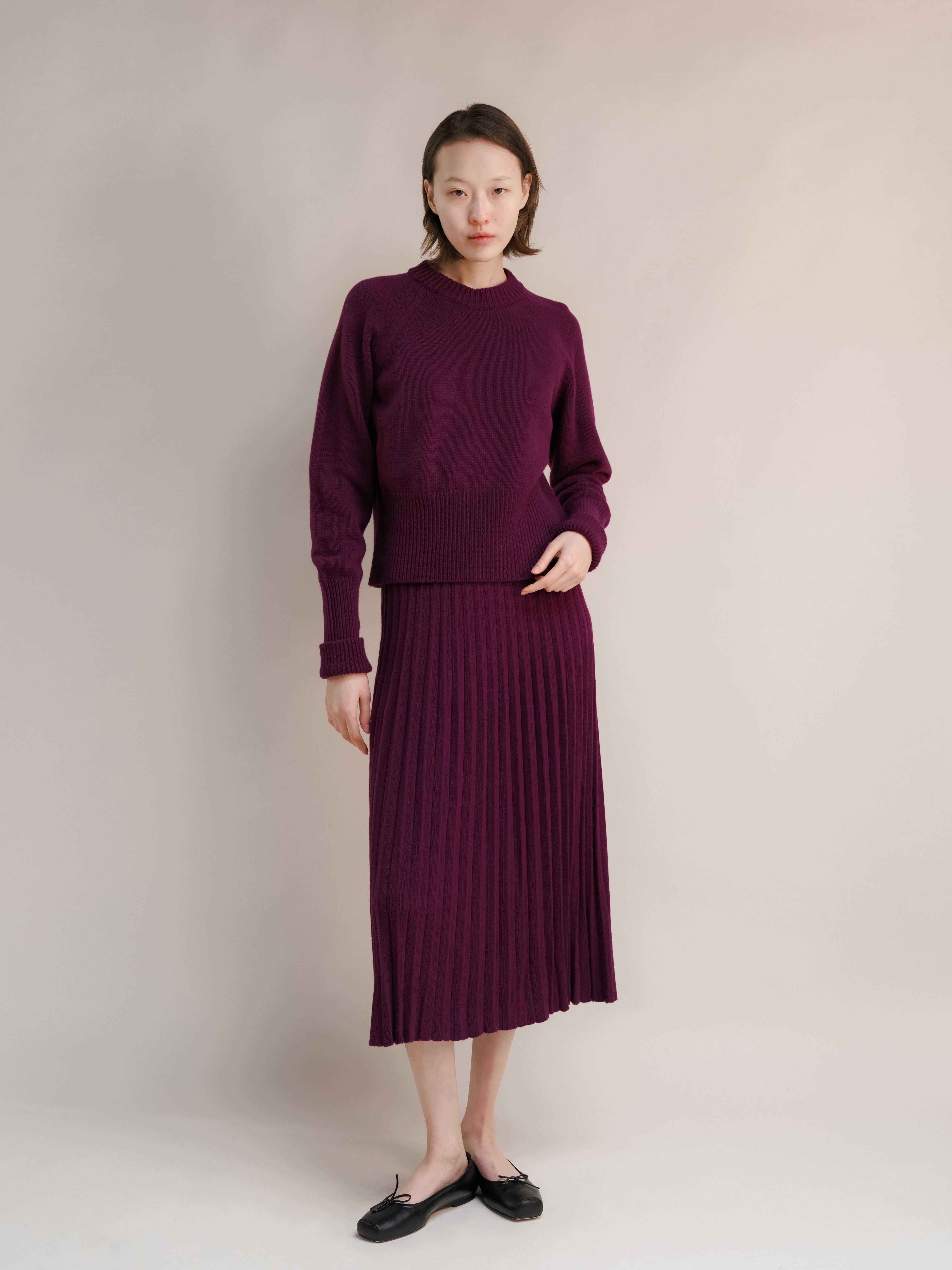 Cashmere Mix Plissé Skirt