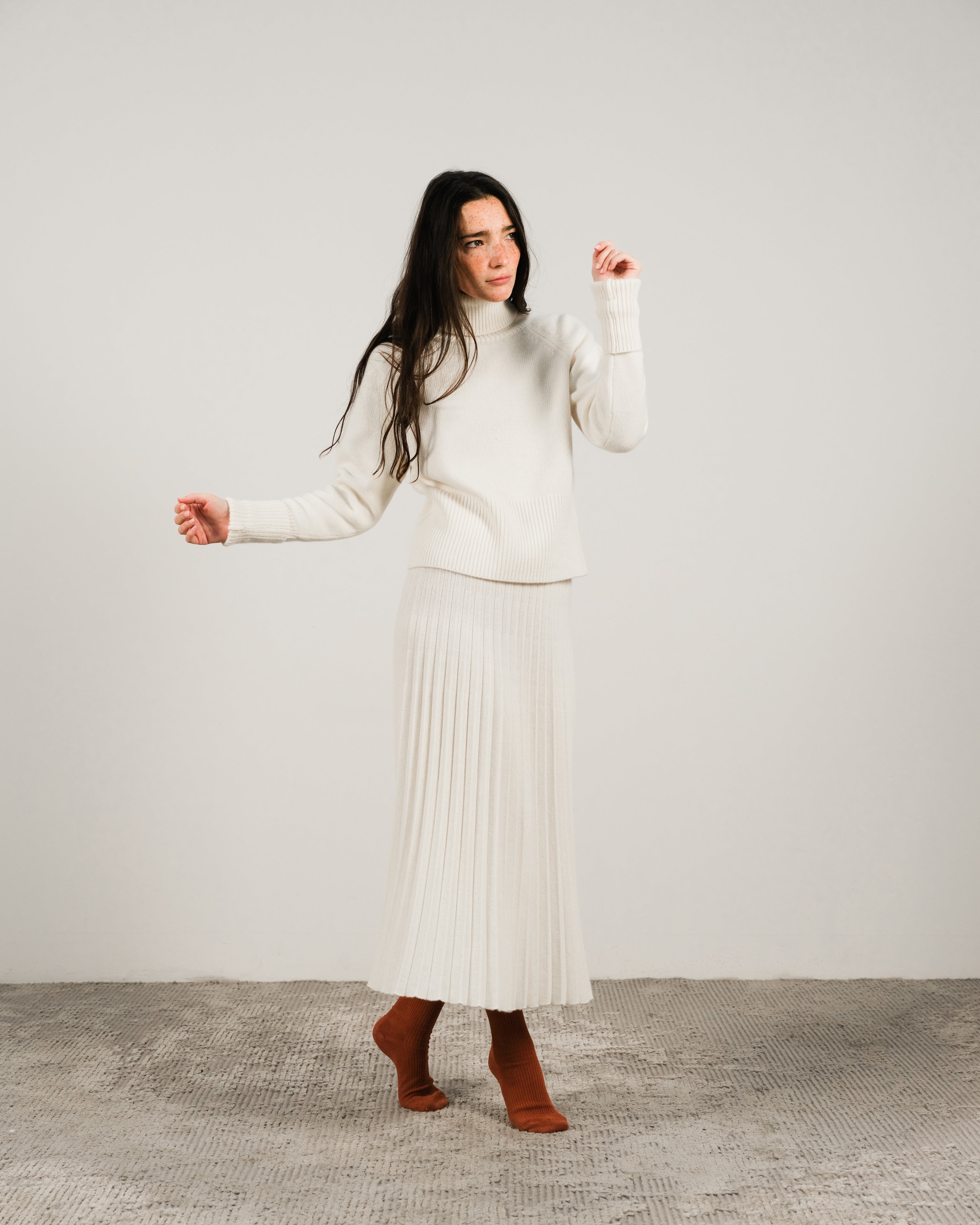 Cashmere Mix Plissé Skirt