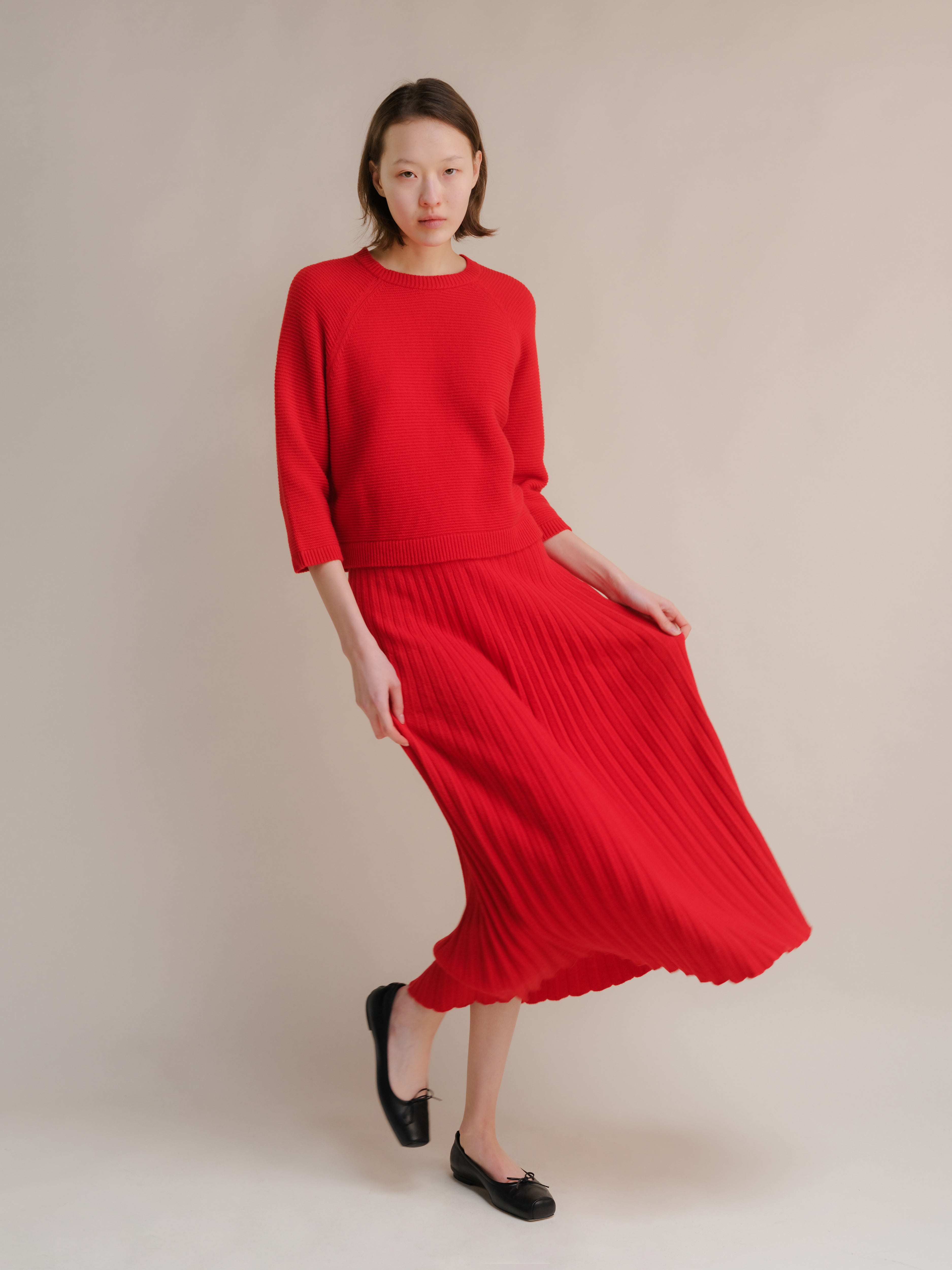 Cashmere Mix Plissé Skirt
