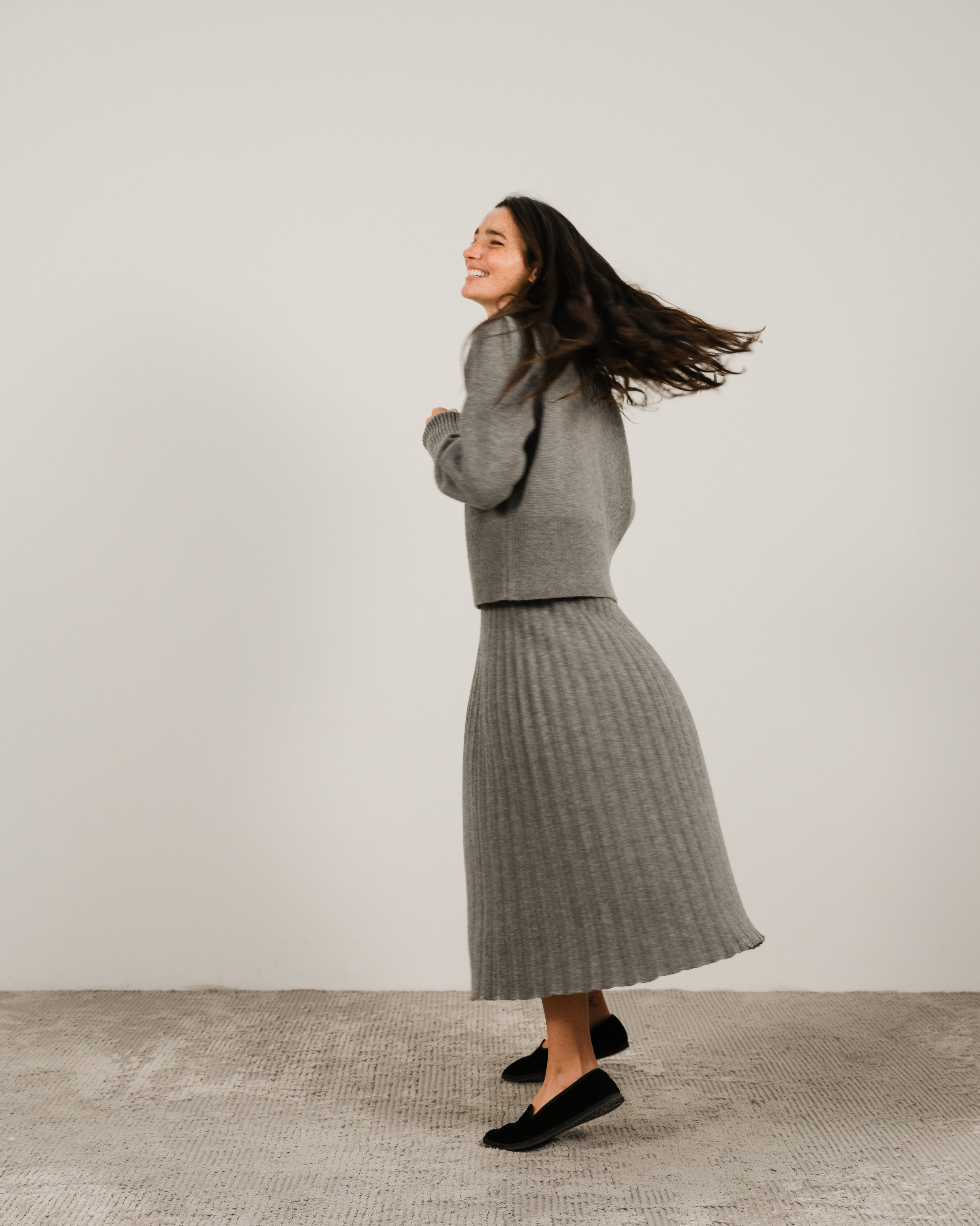 Cashmere Mix Plissé Skirt