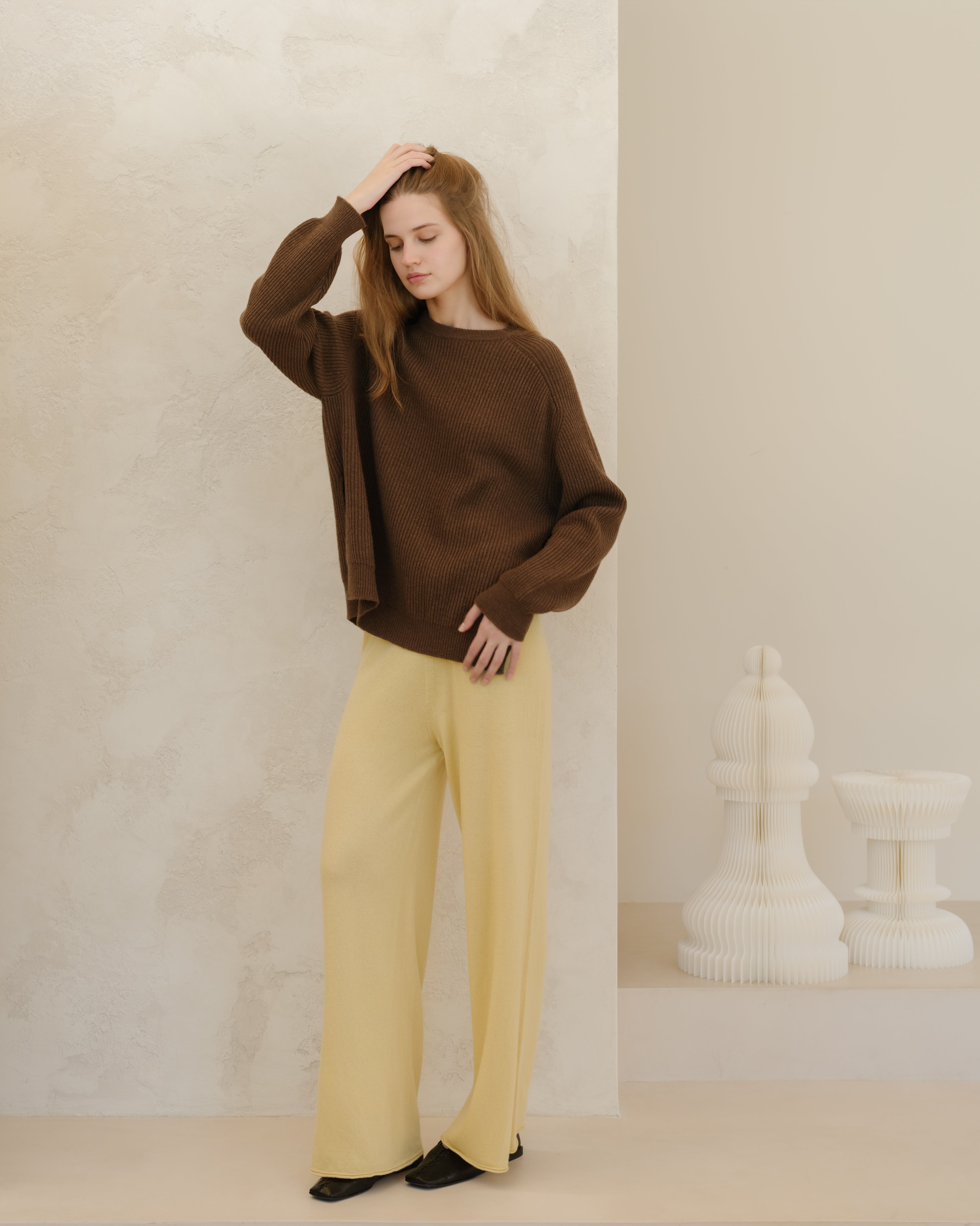 Cashmere Mix Ribbed Crewneck