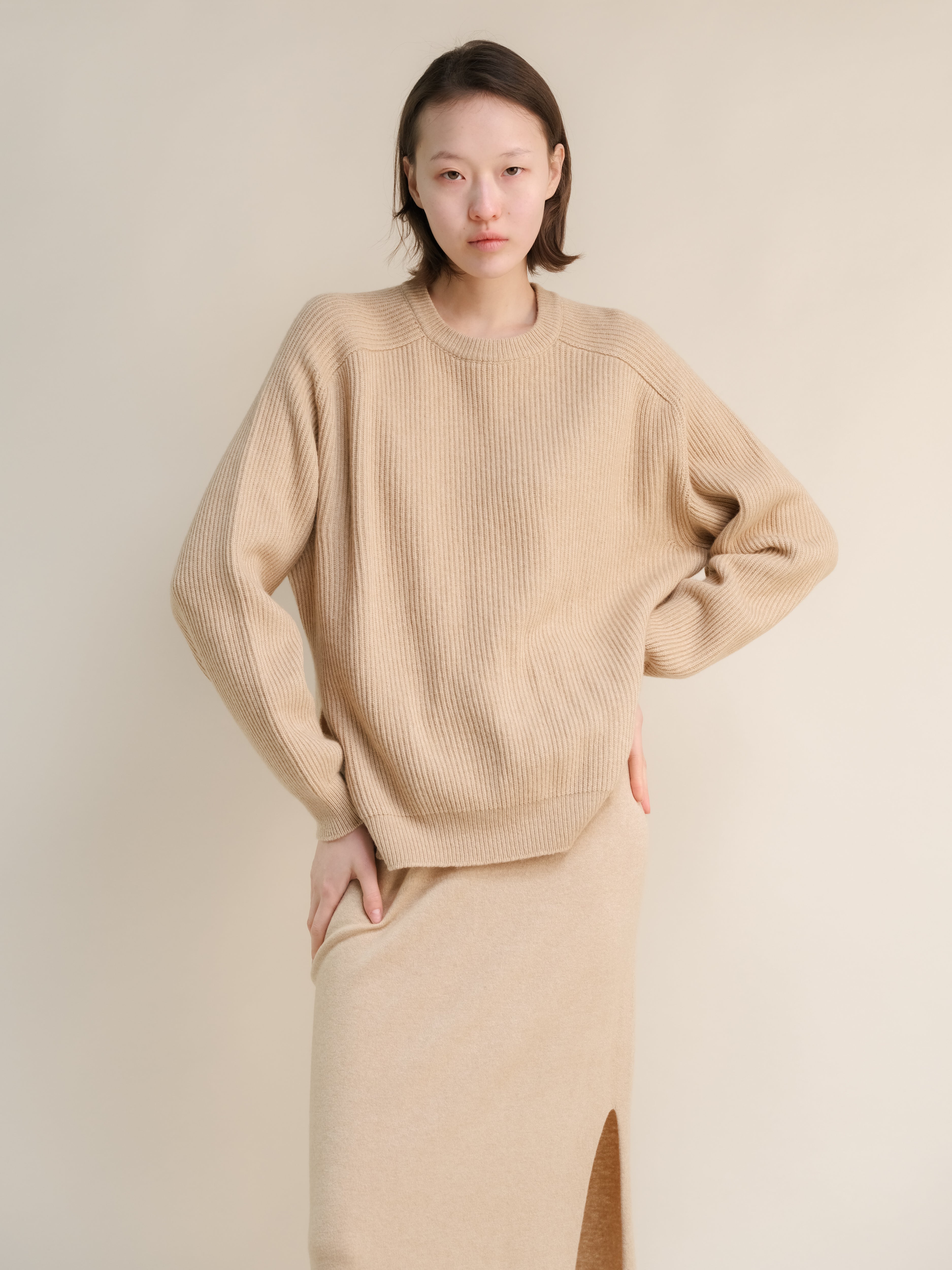 Cashmere Mix Ribbed Crewneck