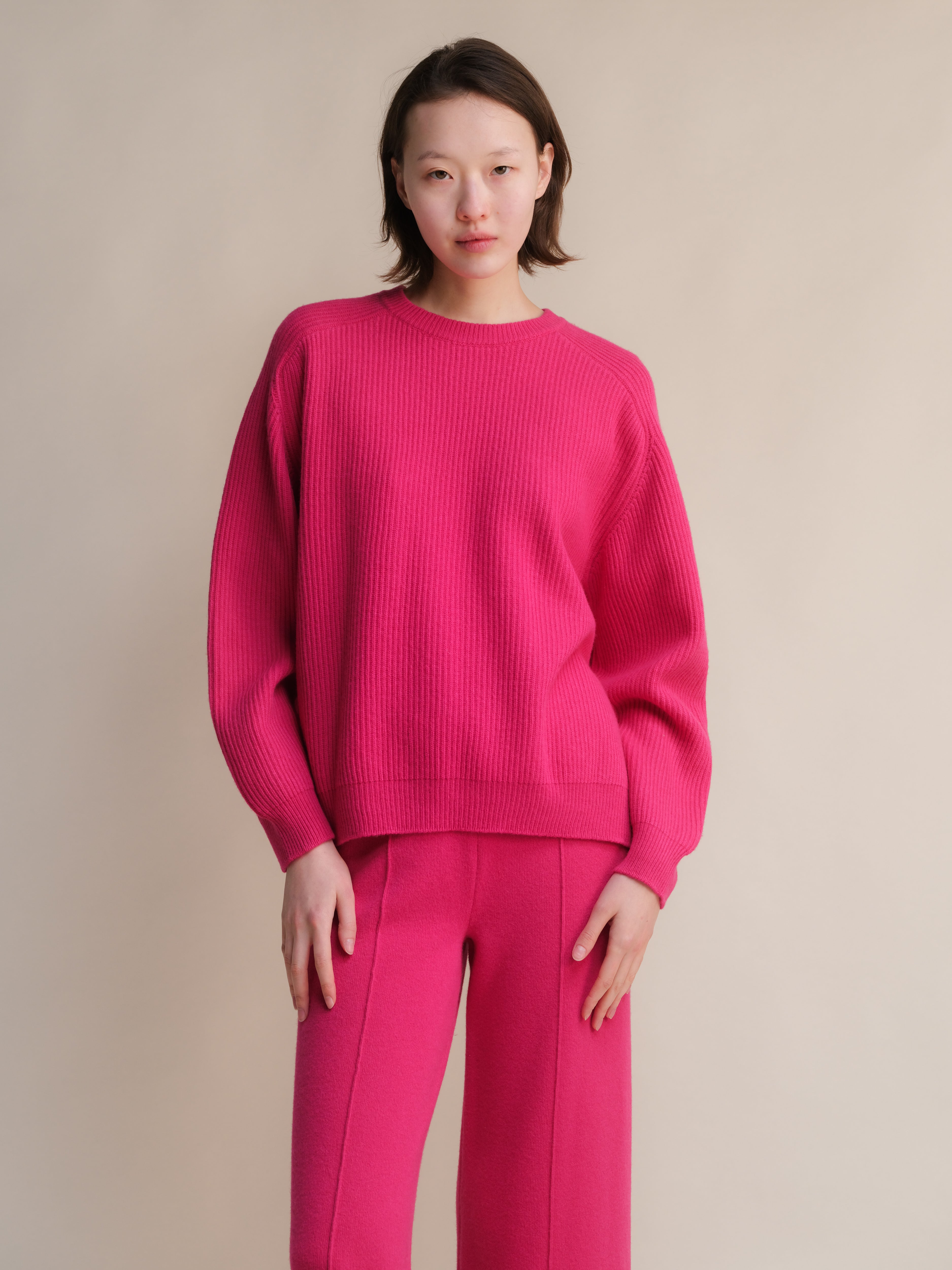 Cashmere Mix Ribbed Crewneck