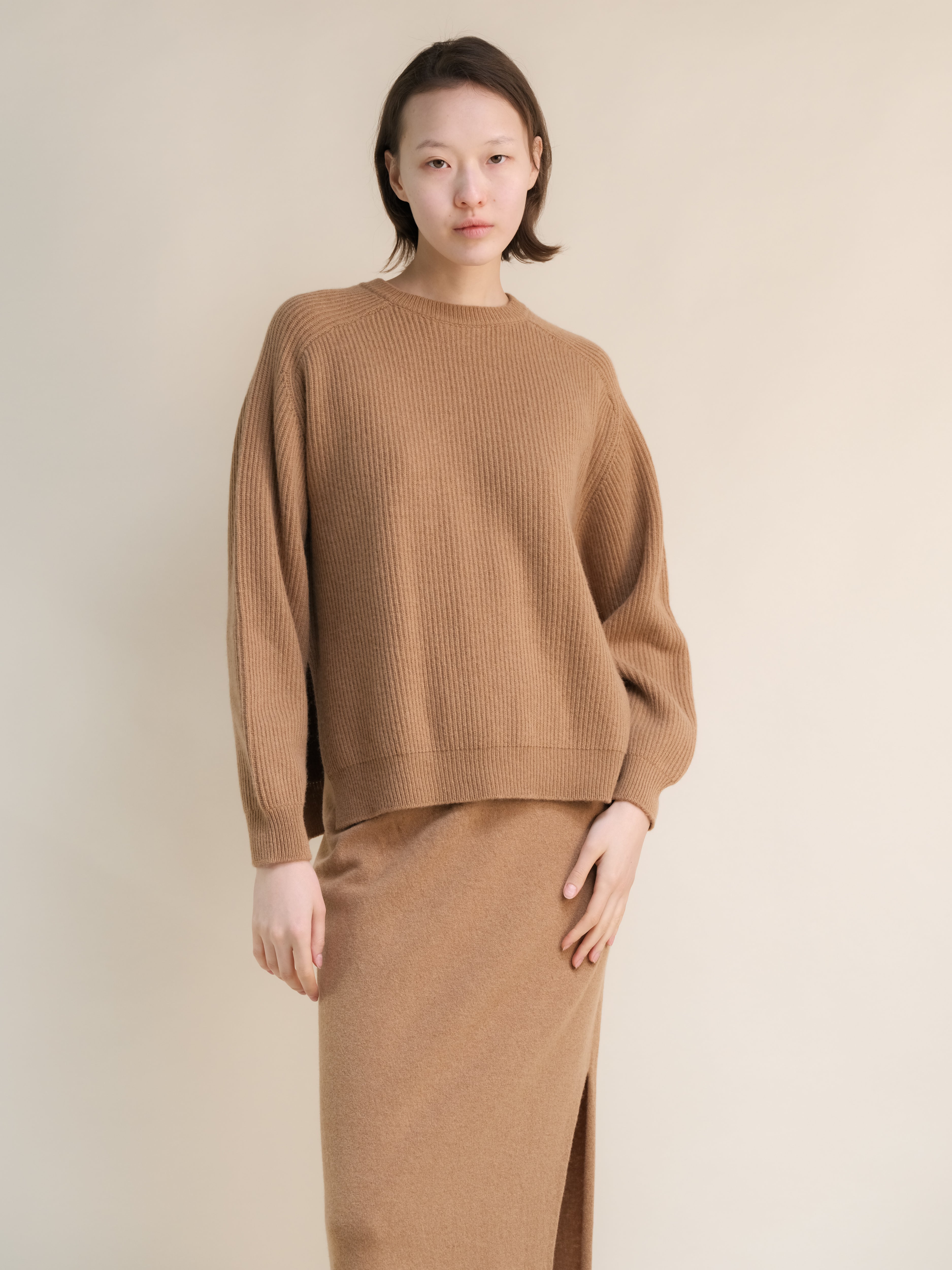 Cashmere Mix Ribbed Crewneck