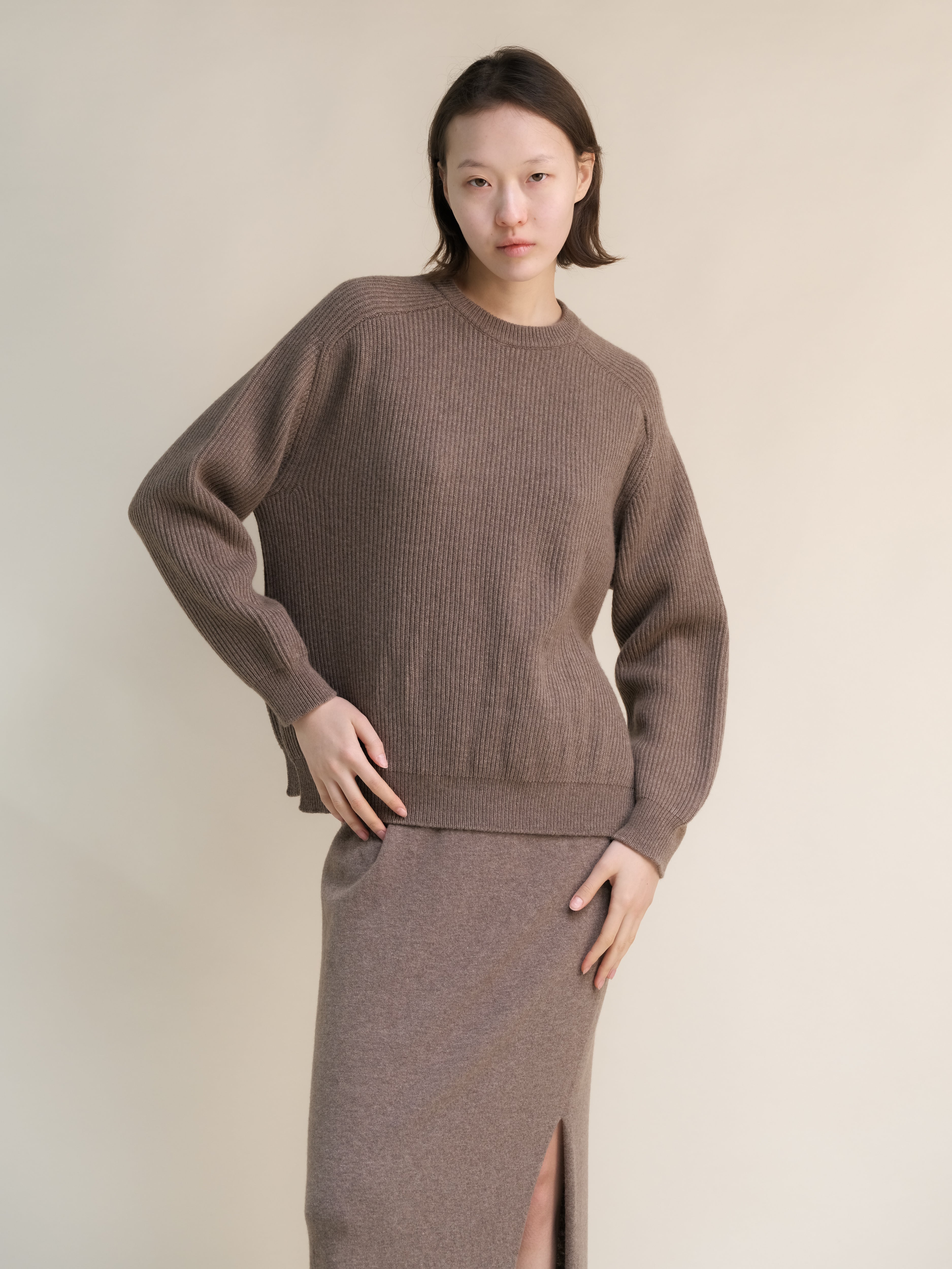 Cashmere Mix Ribbed Crewneck