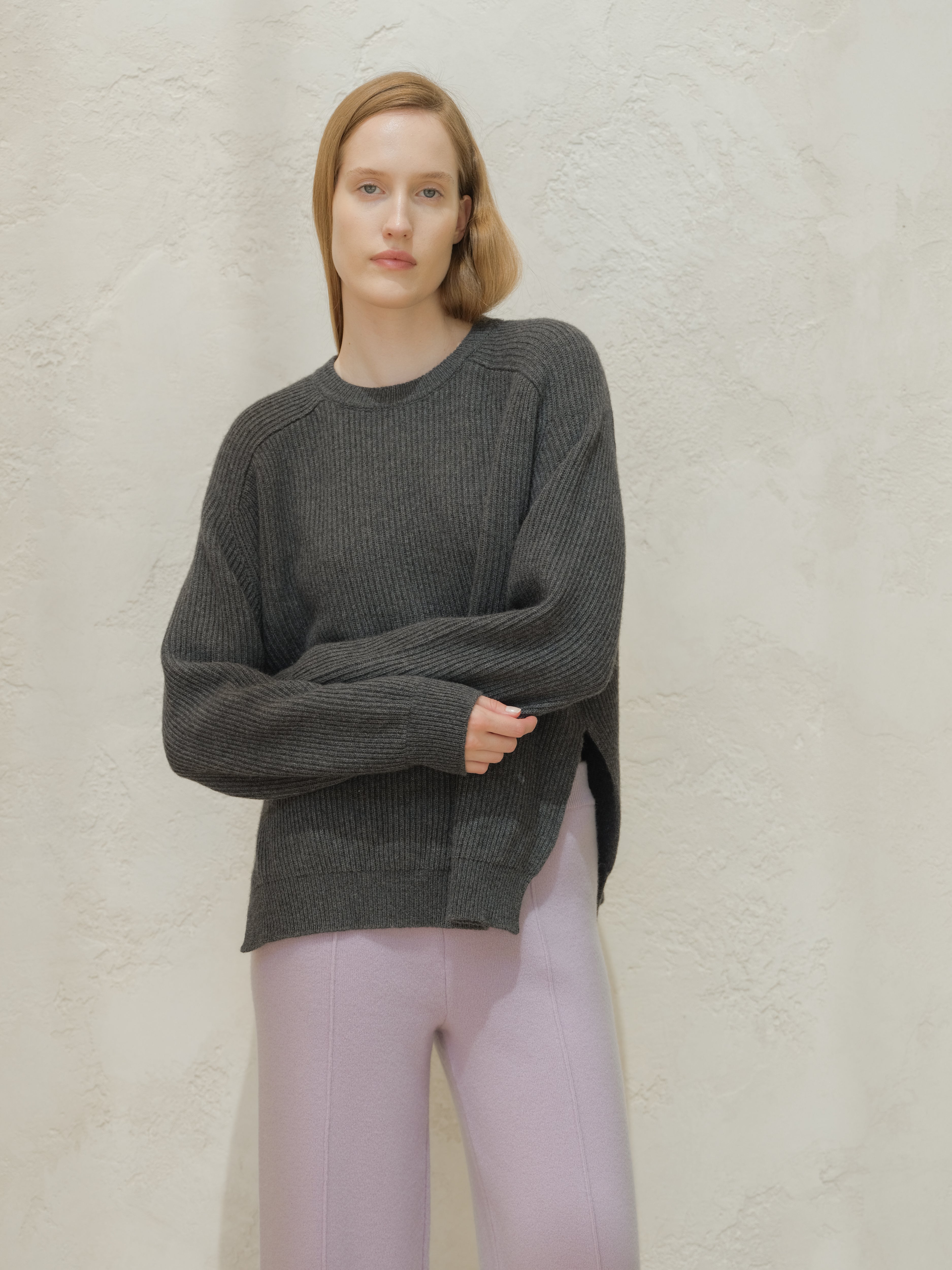 Cashmere Mix Ribbed Crewneck