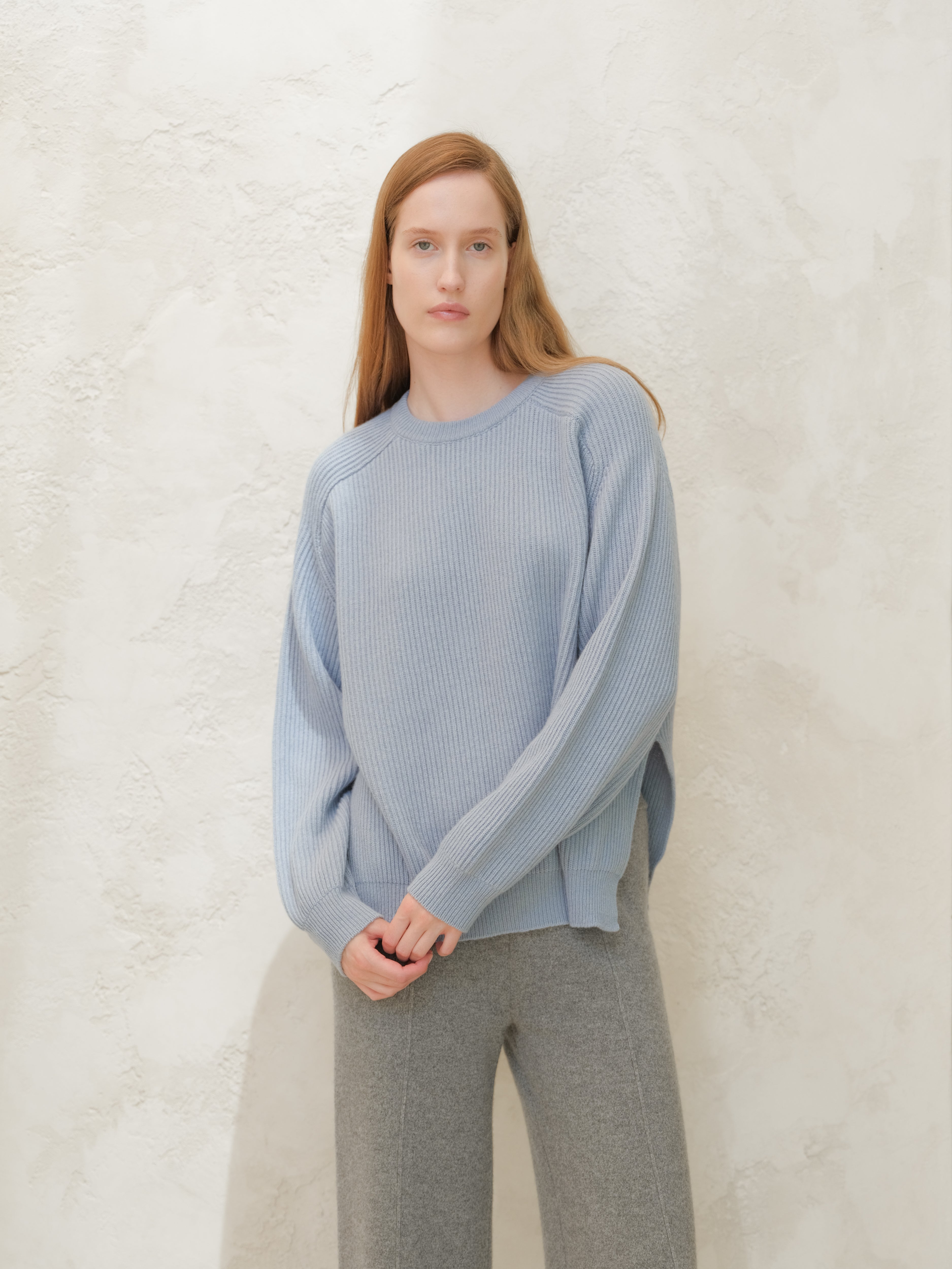 Cashmere Mix Ribbed Crewneck