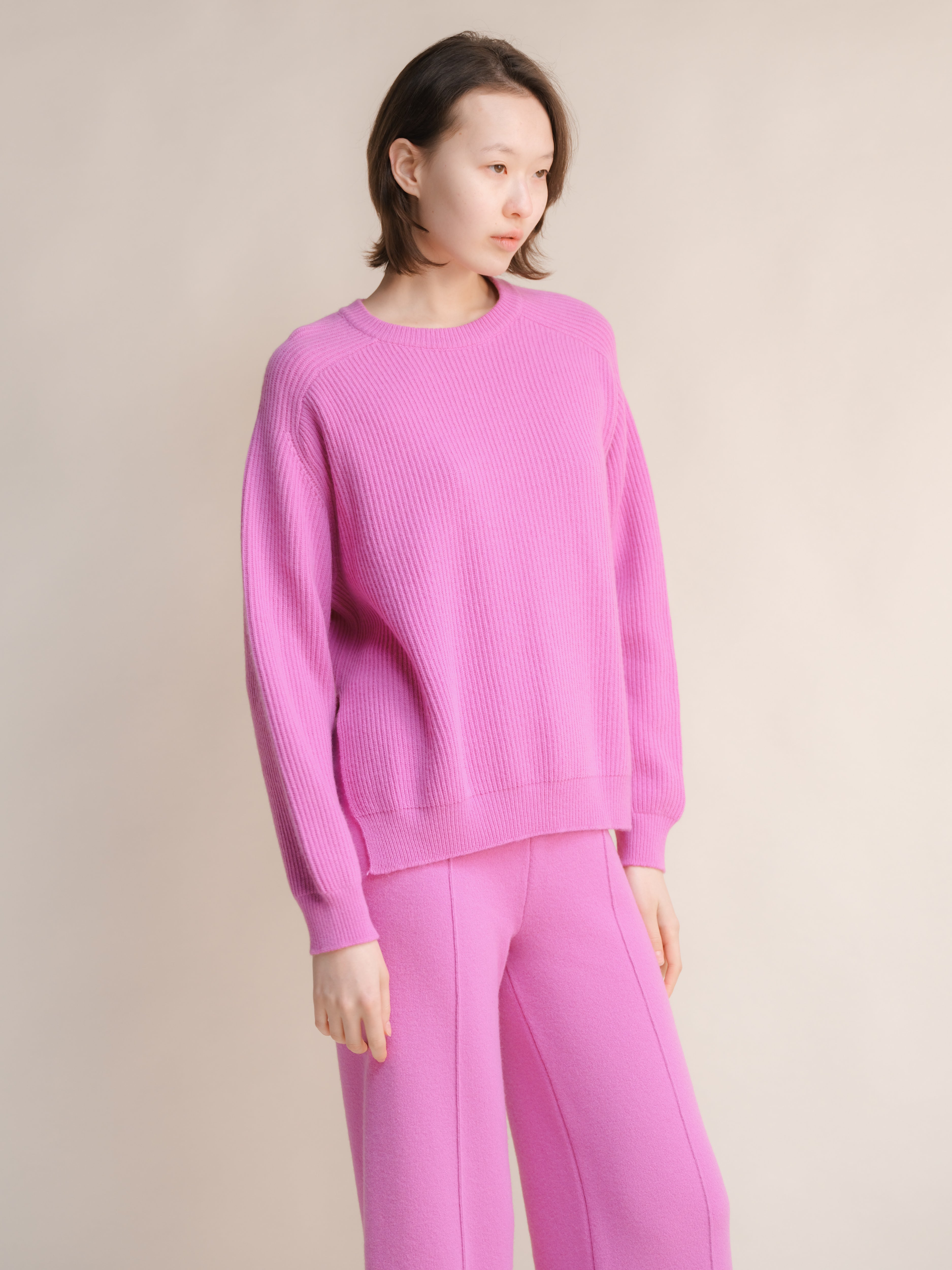 Cashmere Mix Ribbed Crewneck