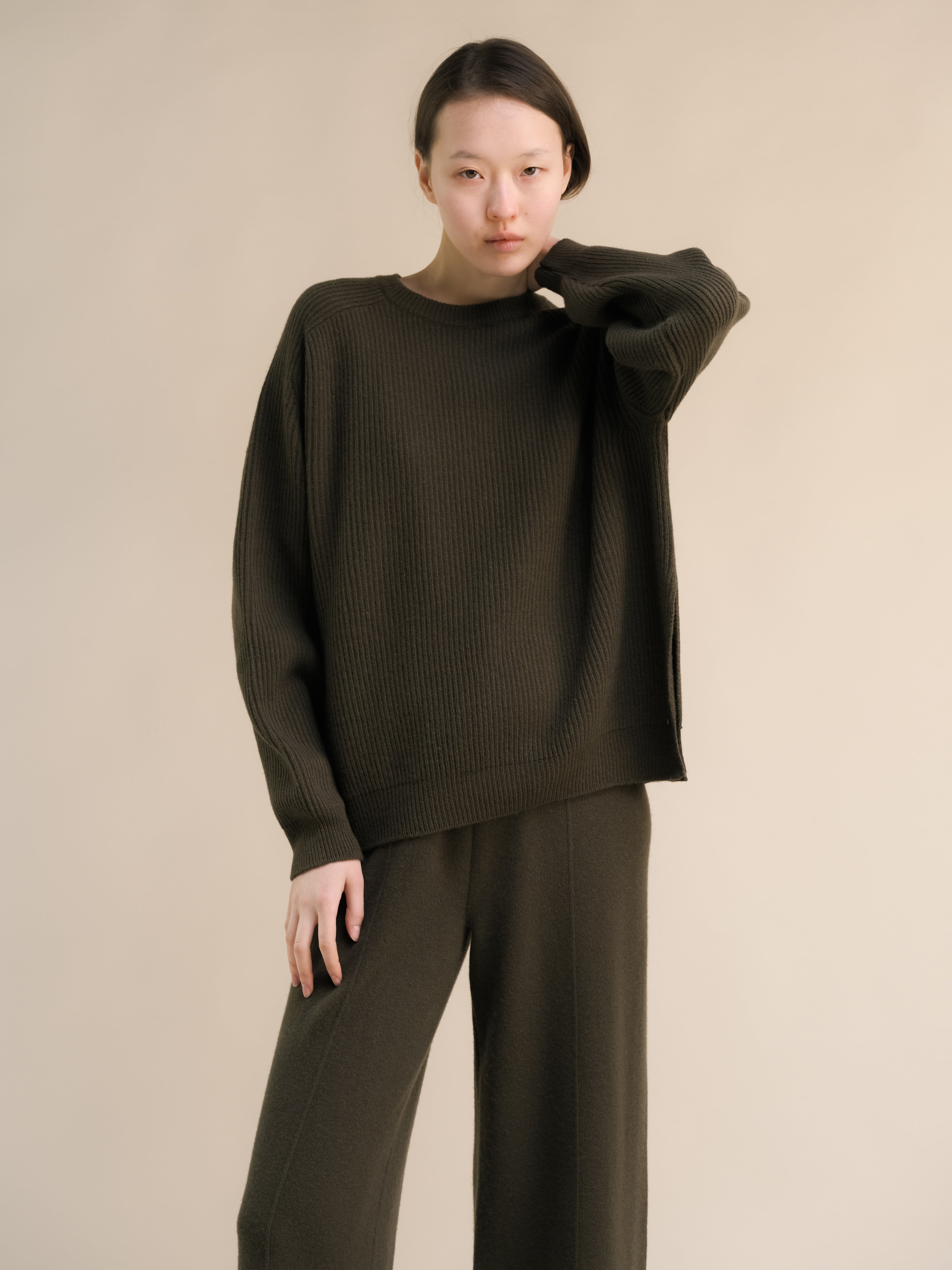 Cashmere Mix Ribbed Crewneck
