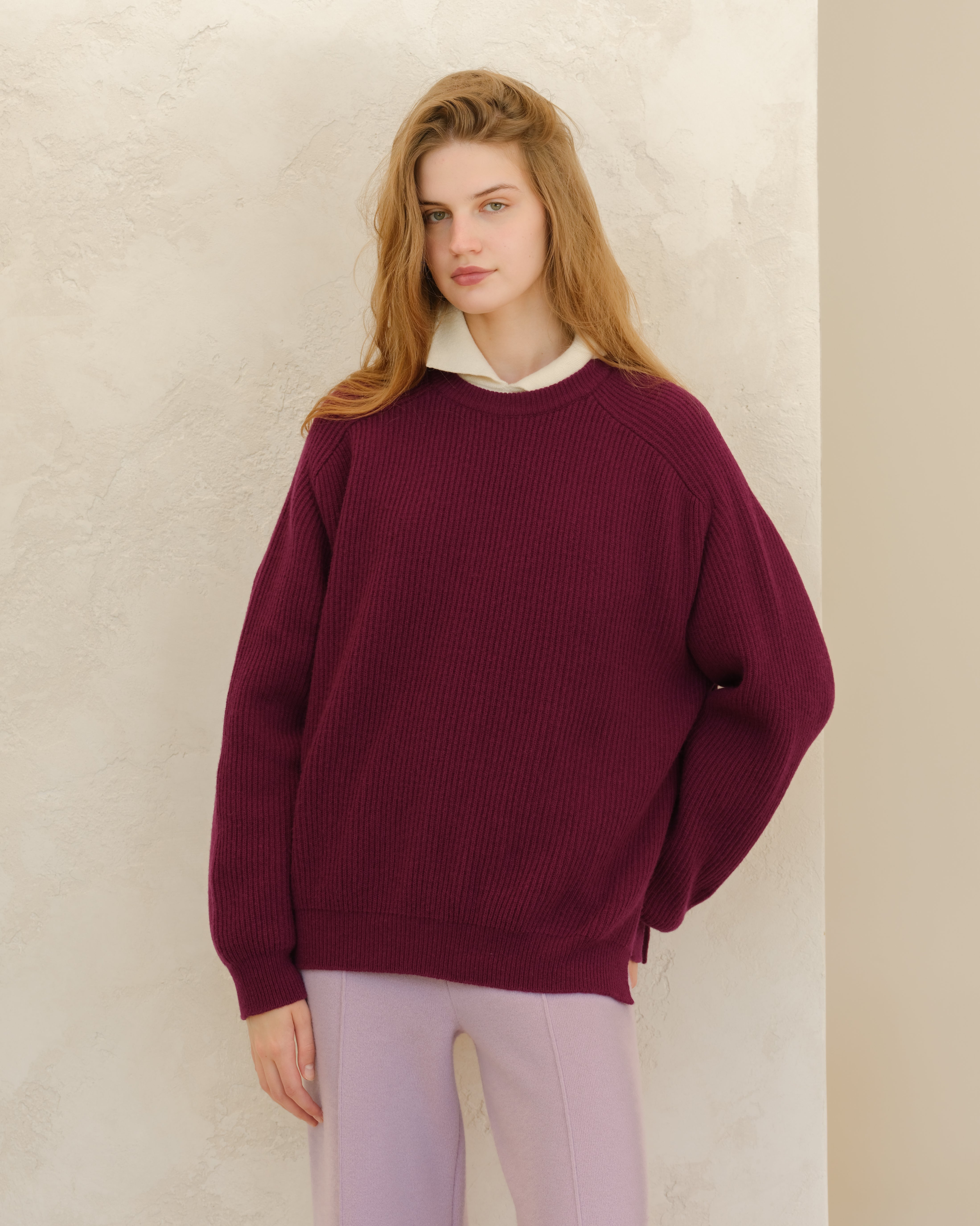 Cashmere Mix Ribbed Crewneck