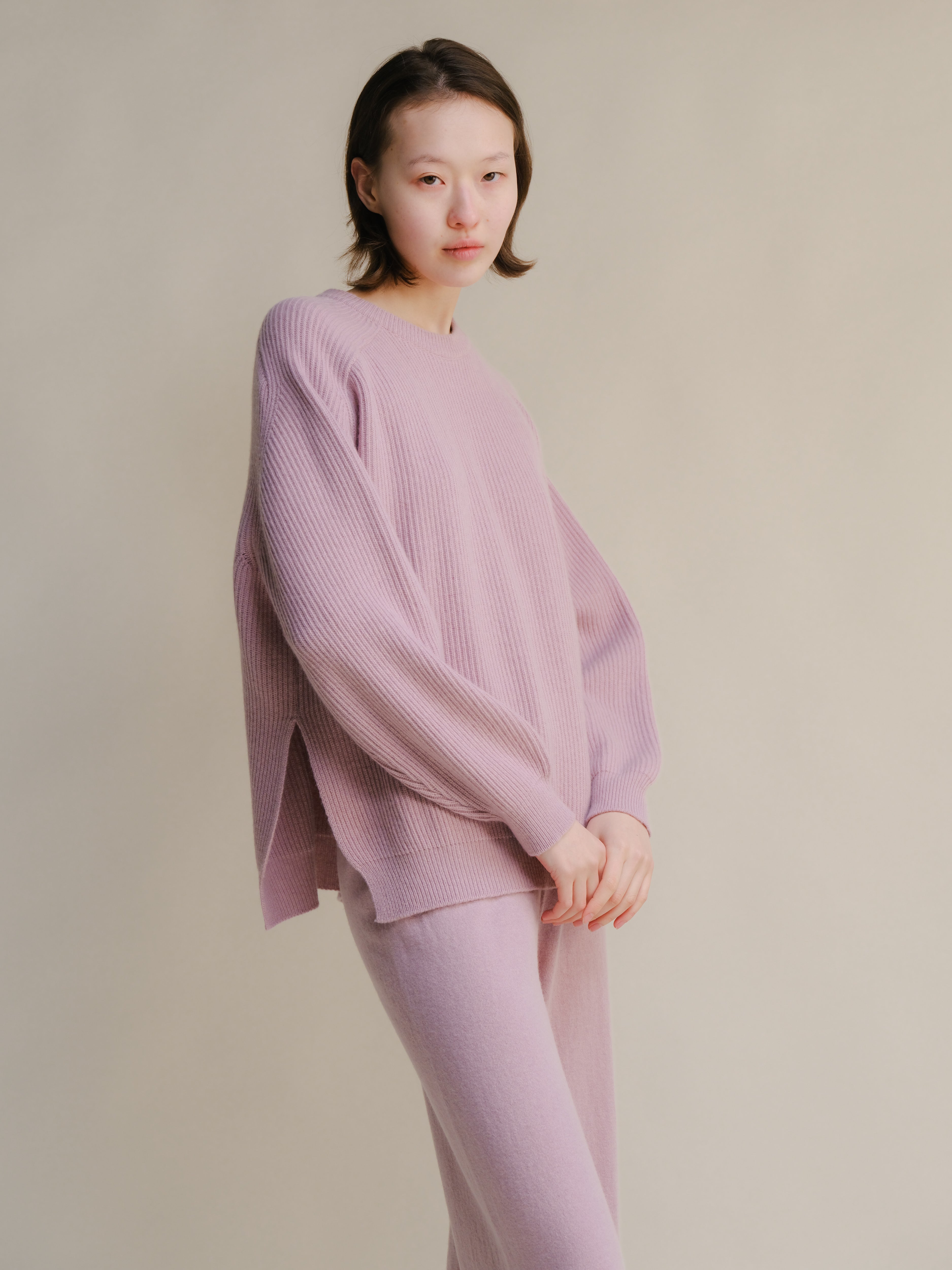 Cashmere Mix Ribbed Crewneck