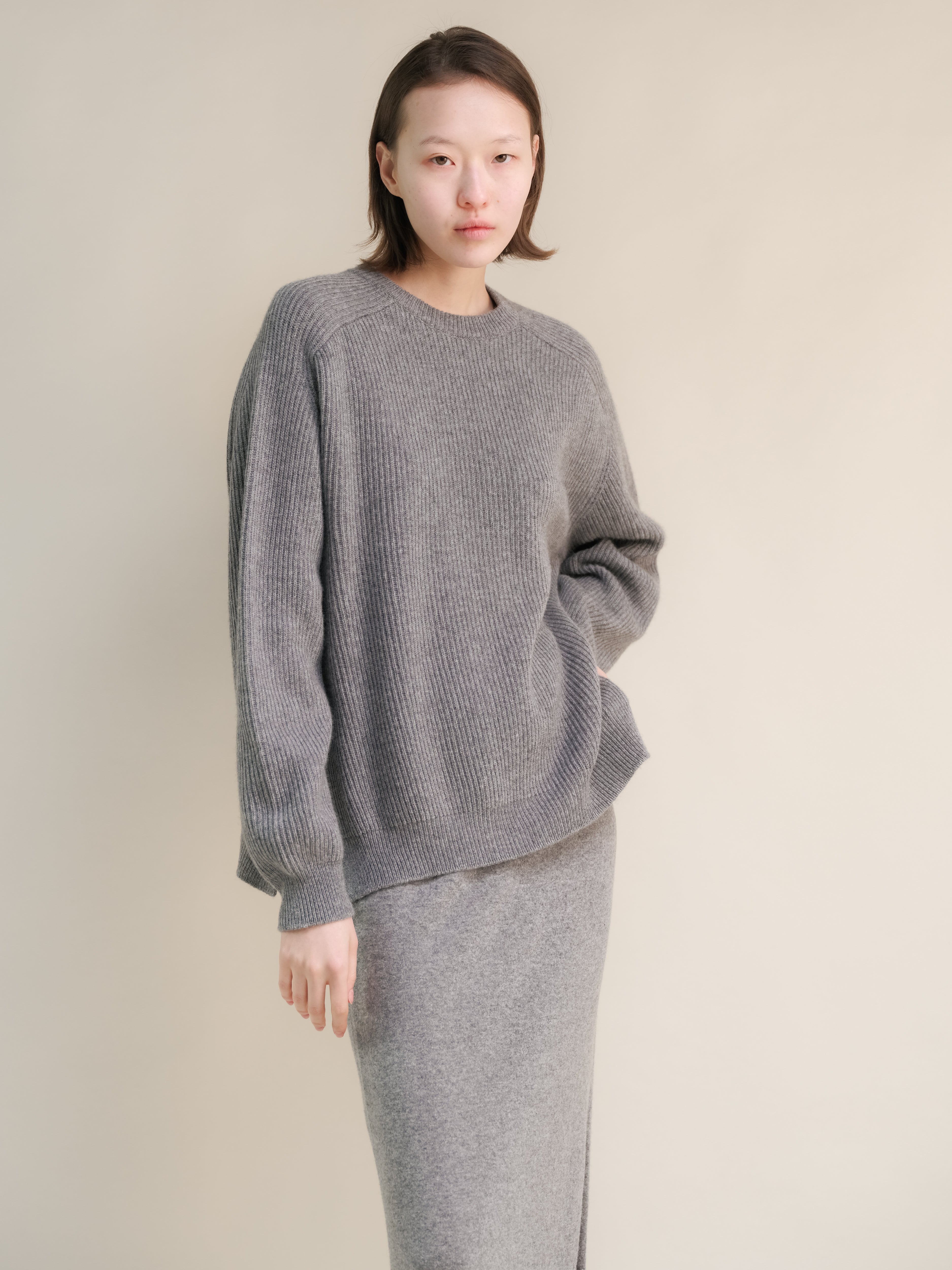 Cashmere Mix Ribbed Crewneck