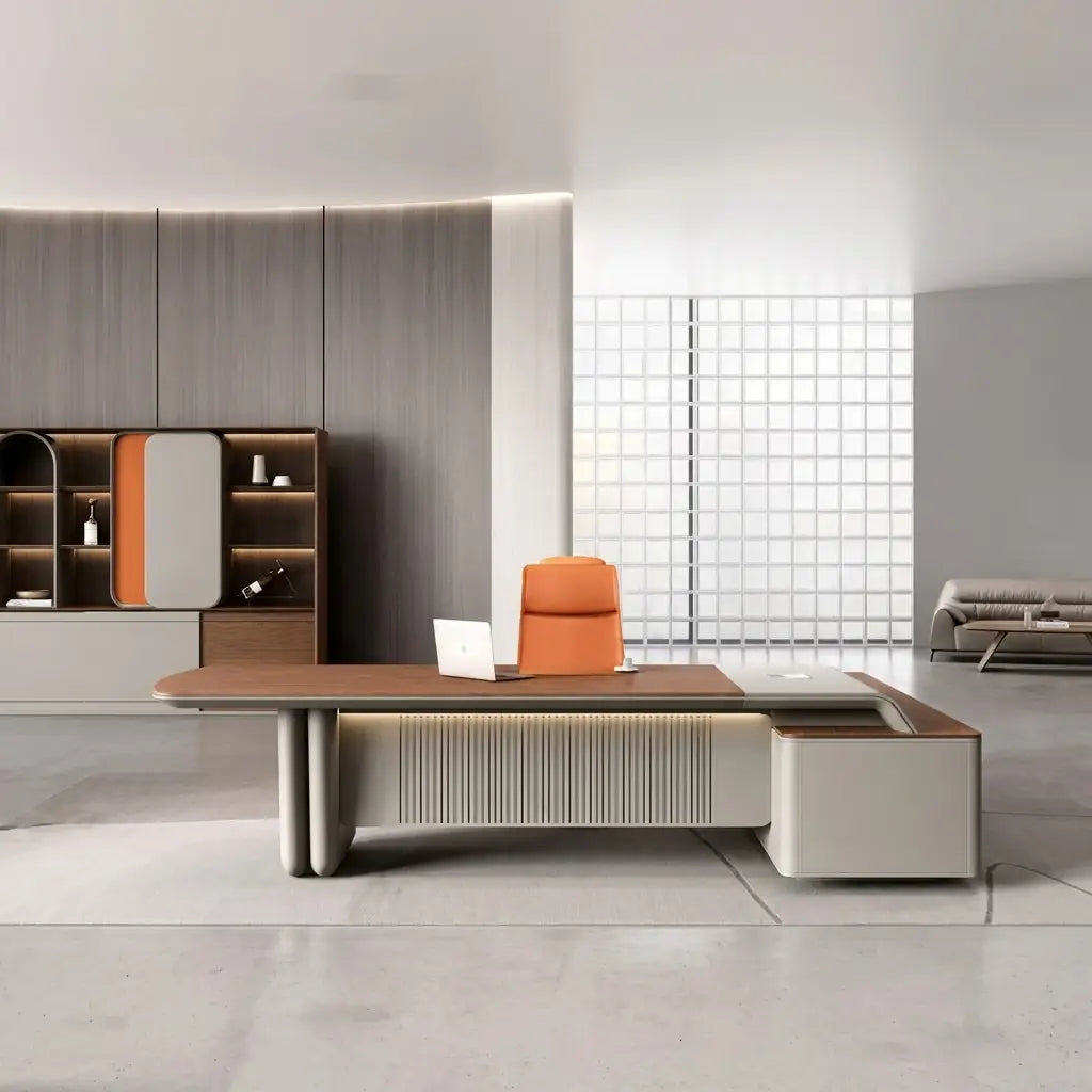 Caster · Modern L-Shaped Executive Desk
