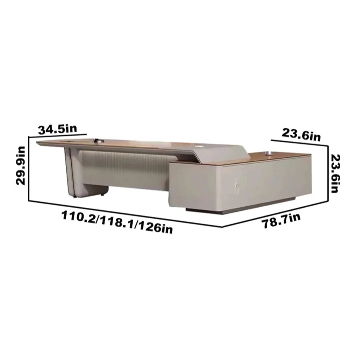 Caster · Modern L-Shaped Executive Desk