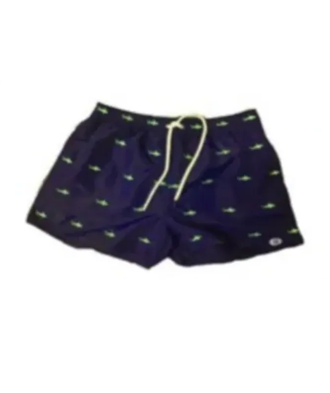 Christian Audigier Sail Blue Shark Print Swim Shorts. BMS619-0006M